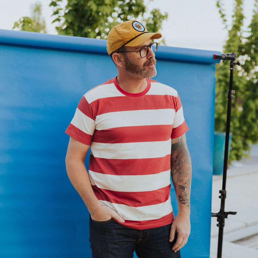 Adult Unisex Tee - Big Red & White Stripes