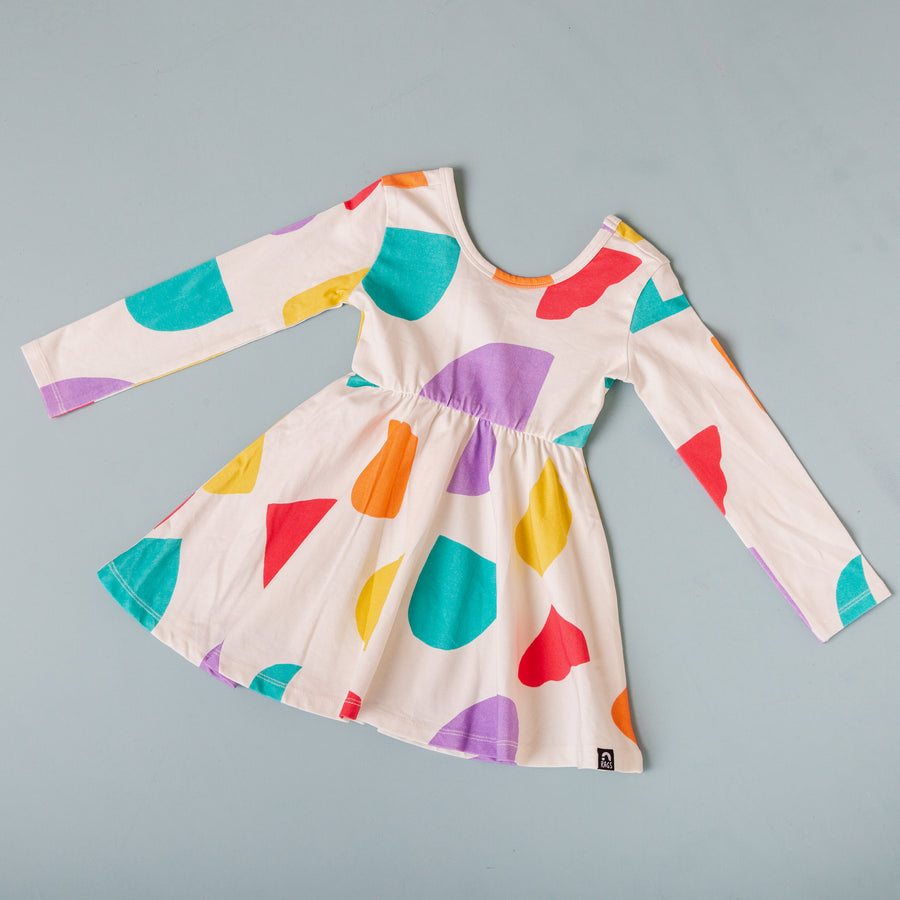 Long Sleeve Swing Dress - 'Neon Shapes' - Size 2T