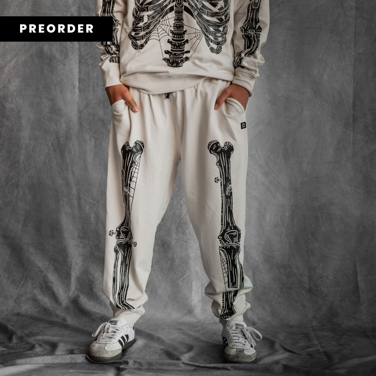 Adult Unisex Joggers - Black Skelly on Cream