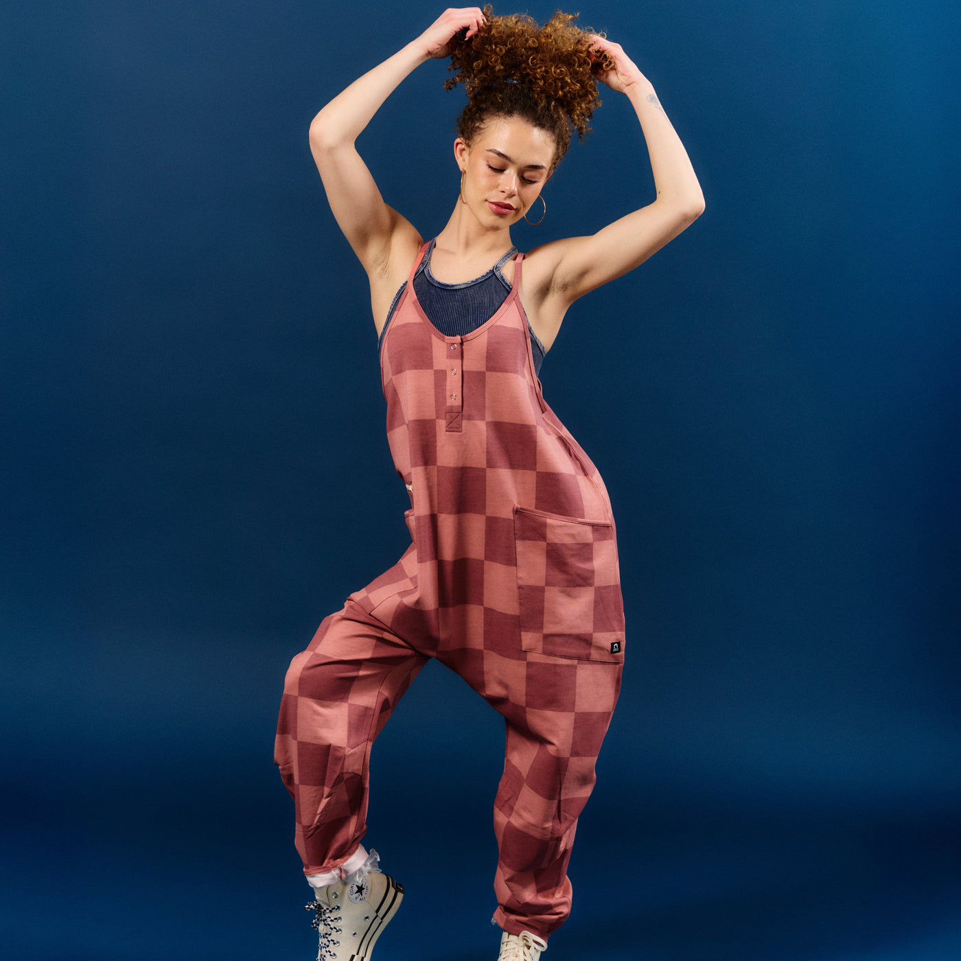 Women's Tank Romper - Pink Check