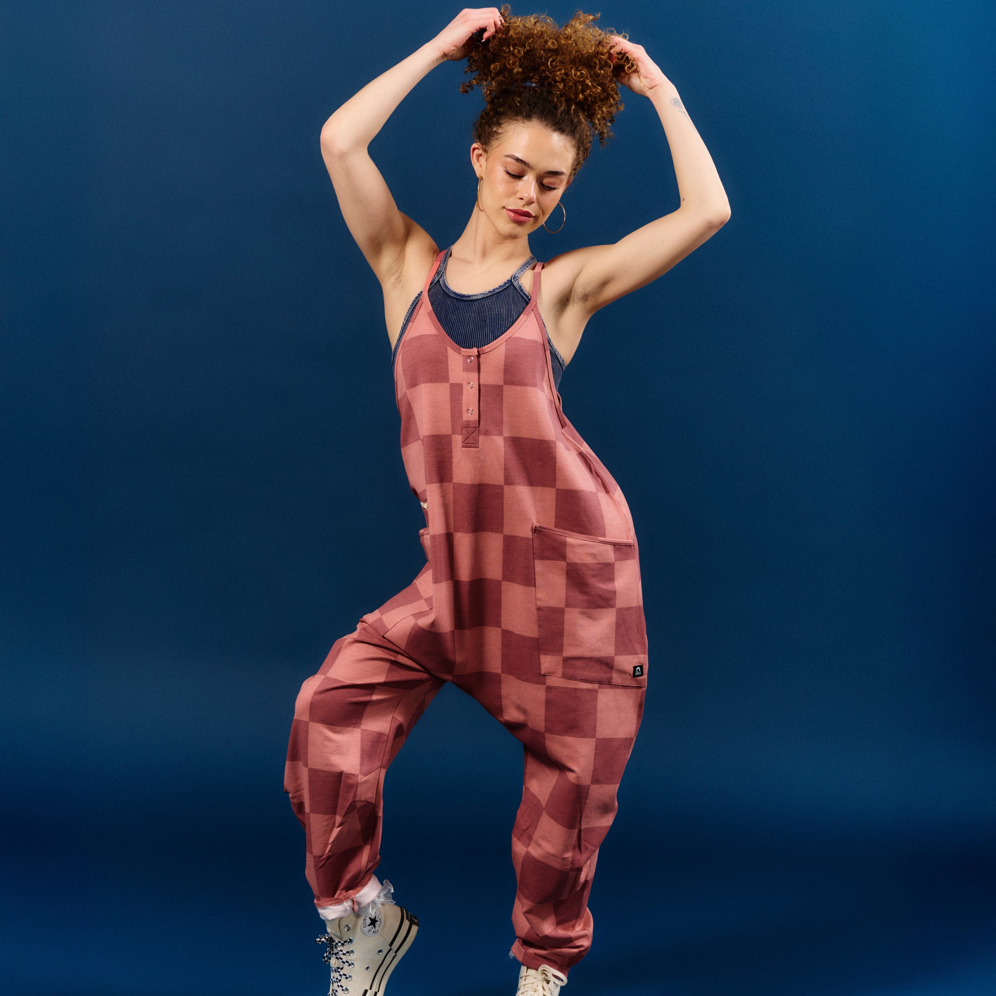 Women's Tank Romper - Pink Check