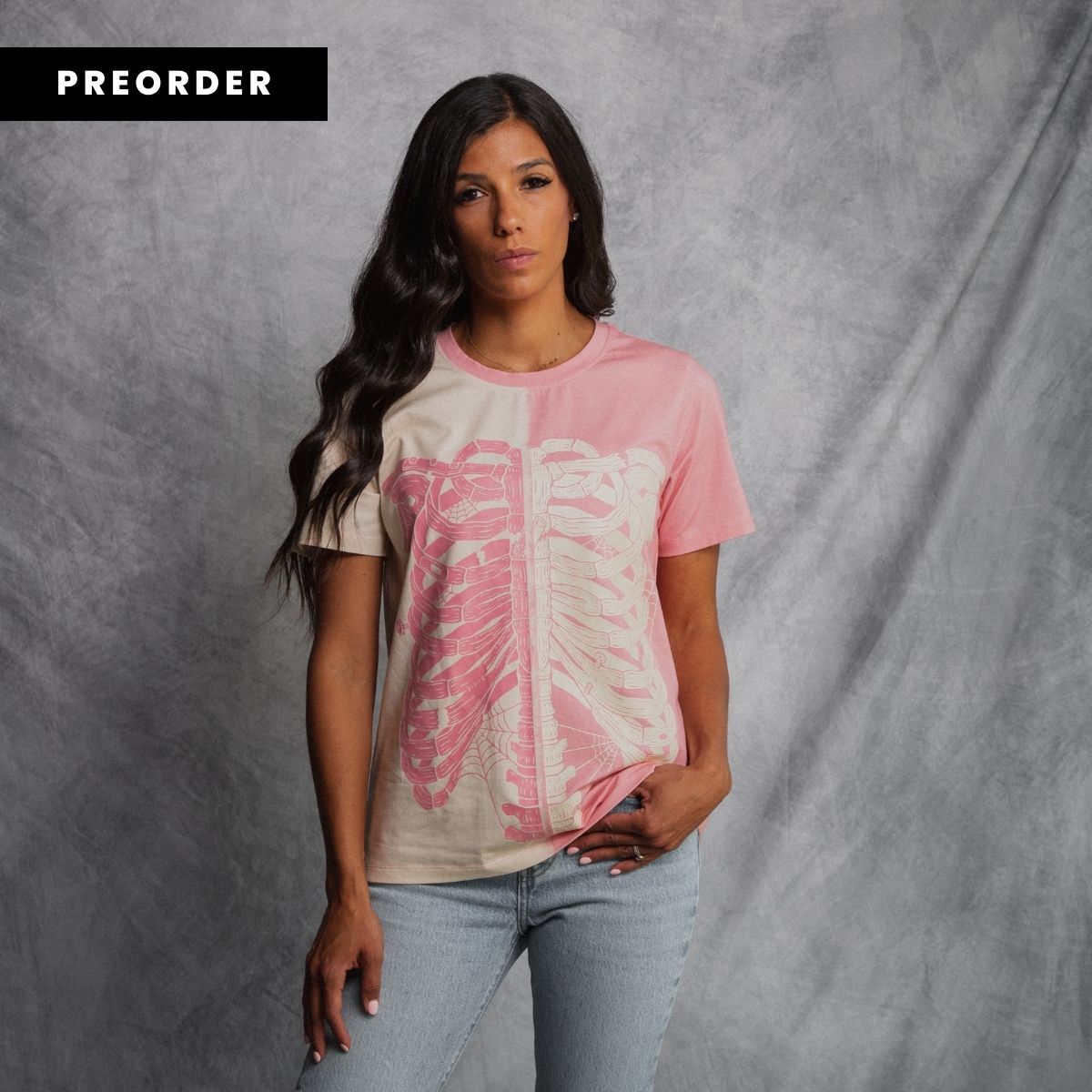 ***PREORDER*** Women's Tee - 'Skelly' - Pink & White