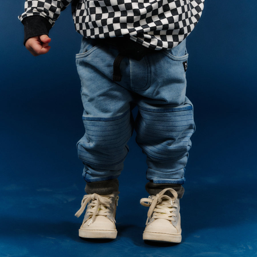Kids Moto Joggers - 'Light Indigo Denim'