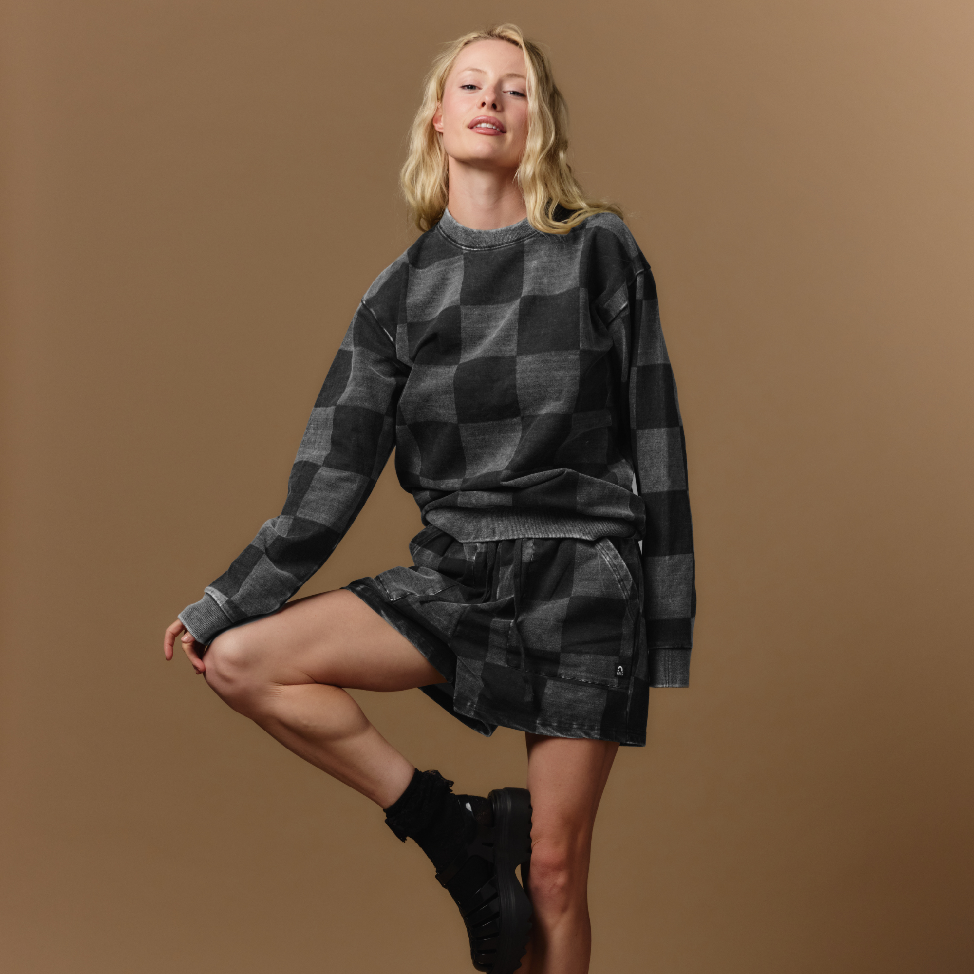 Adult Shorts - Black Denim Check