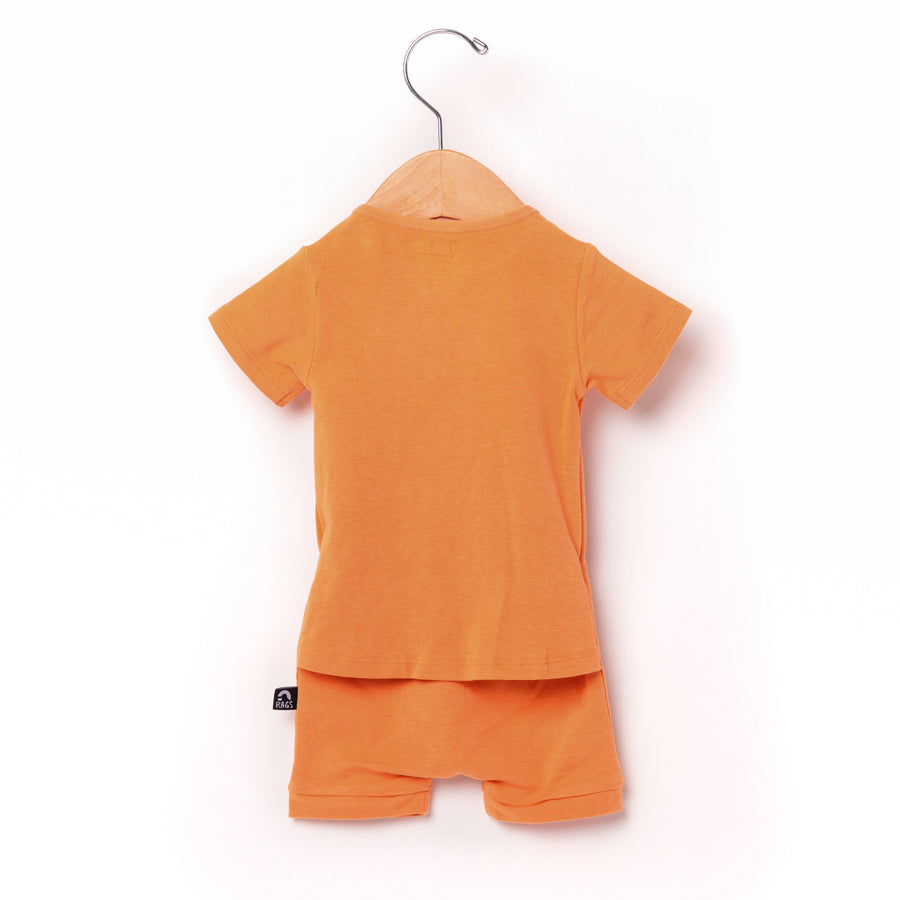 Essentials Infant Peekabooty™ Short Sleeve Short Rag Romper - 'Tangerine'
