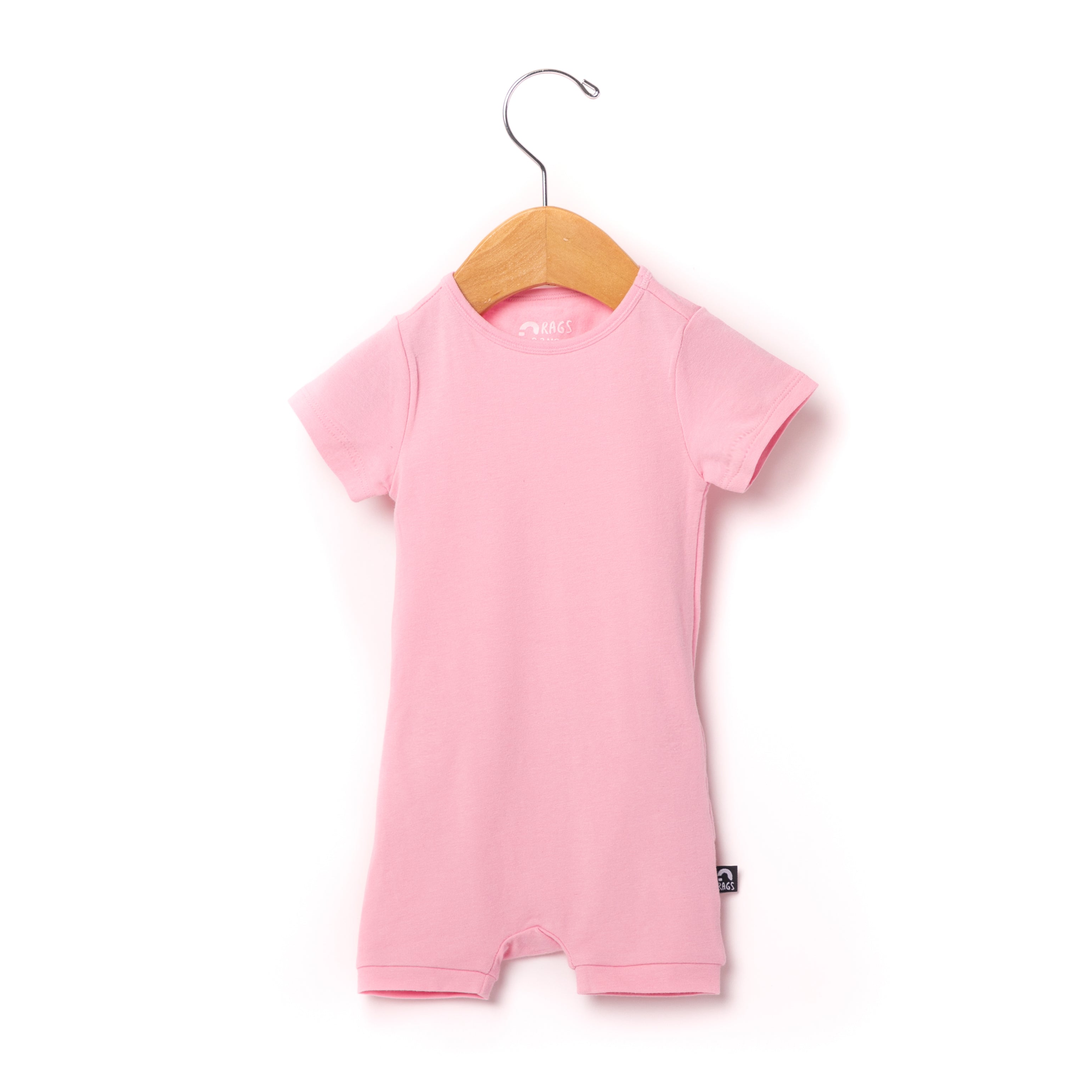 Essentials Infant Peekabooty™ Short Sleeve Short Rag Romper - 'Light Pink'