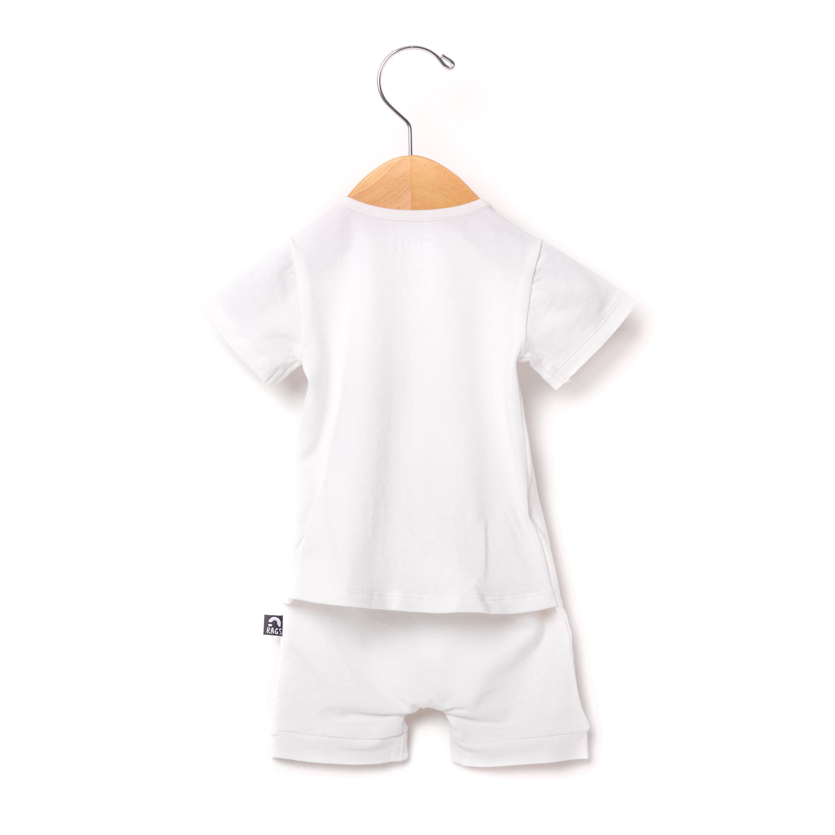 Essentials Infant Peekabooty Short Sleeve Short Rag Romper - 'White'