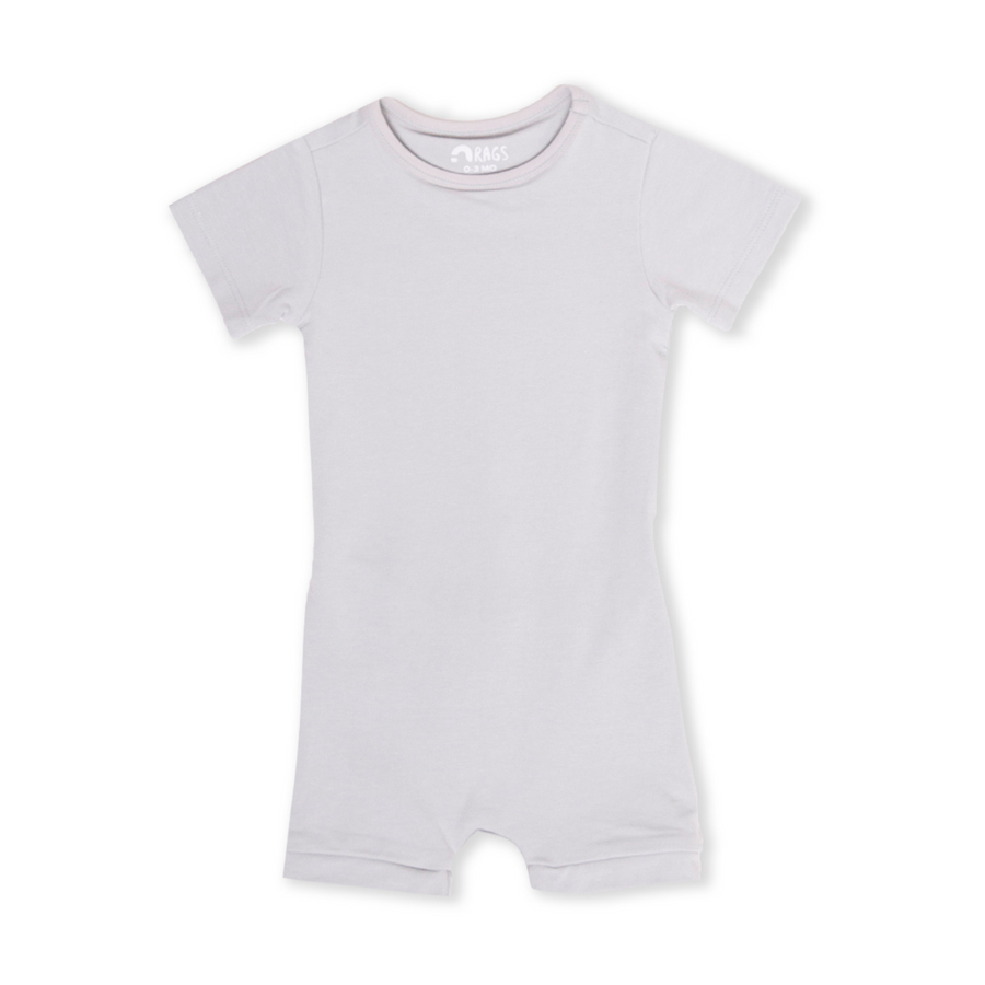 Essentials Infant Peekabooty™ Short Sleeve Short Rag Romper - 'Pearl'