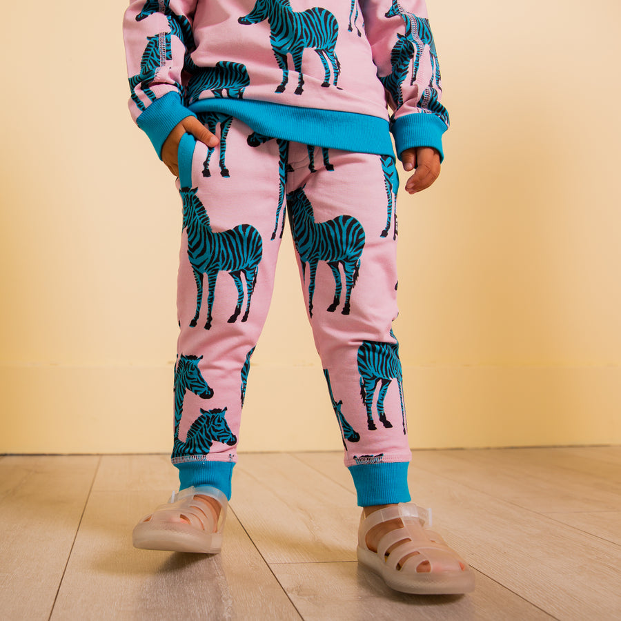 Kids Welt Pocket Joggers - 'Zebras' - Pink