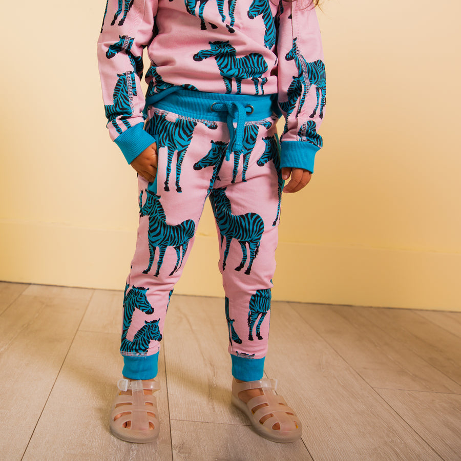 Kids Welt Pocket Joggers - 'Zebras' - Pink