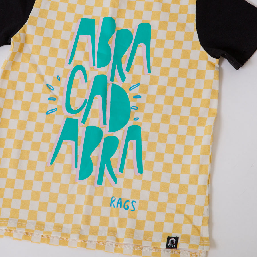 Short Sleeve Tee  - Abra Cadabra in Yellow Check