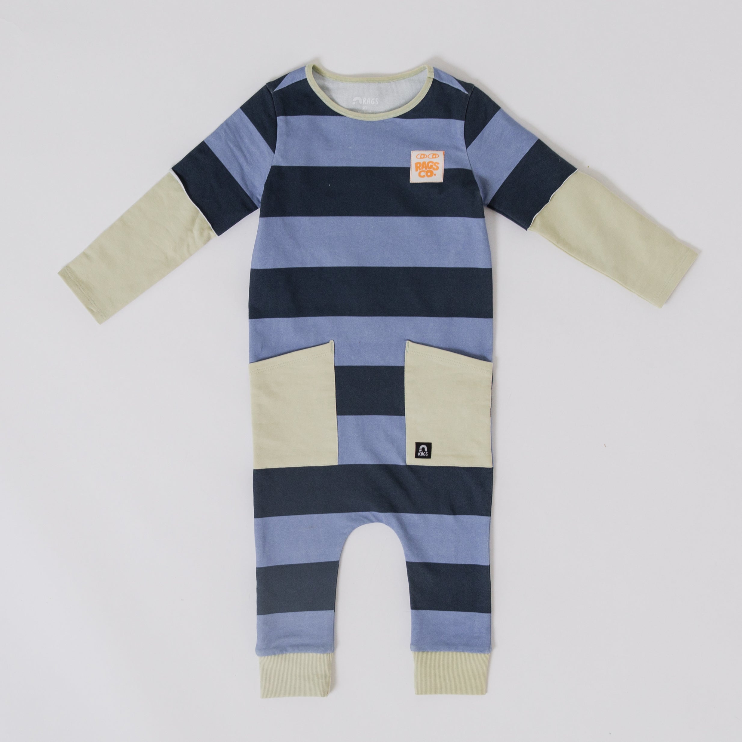 Rag Romper - Blue Stripe