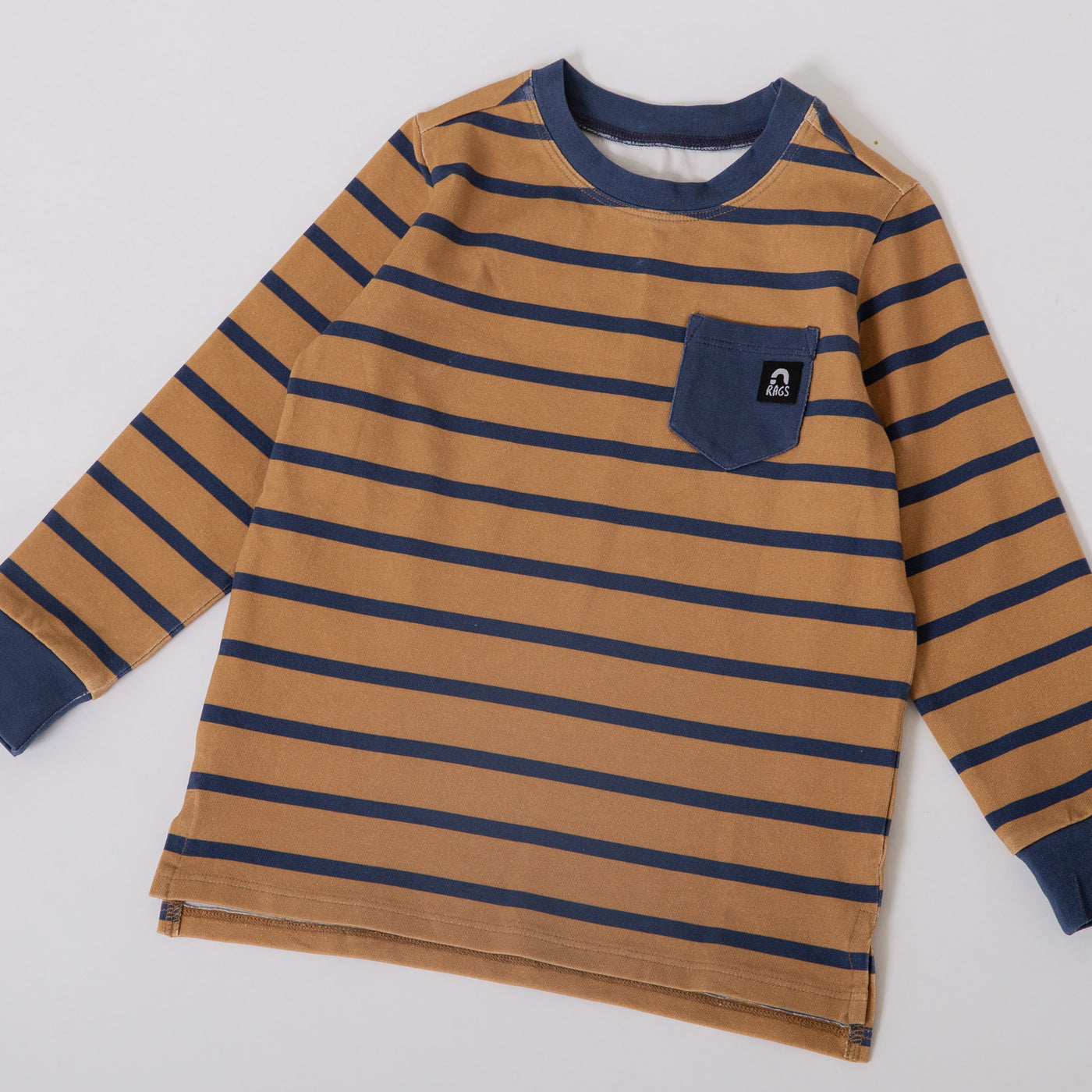 Essentials Long Sleeve Tee - Cumin & Navy Stripe