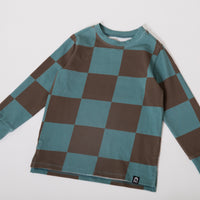 Essentials Long Sleeve Tee - Faded Blue & Olive Check