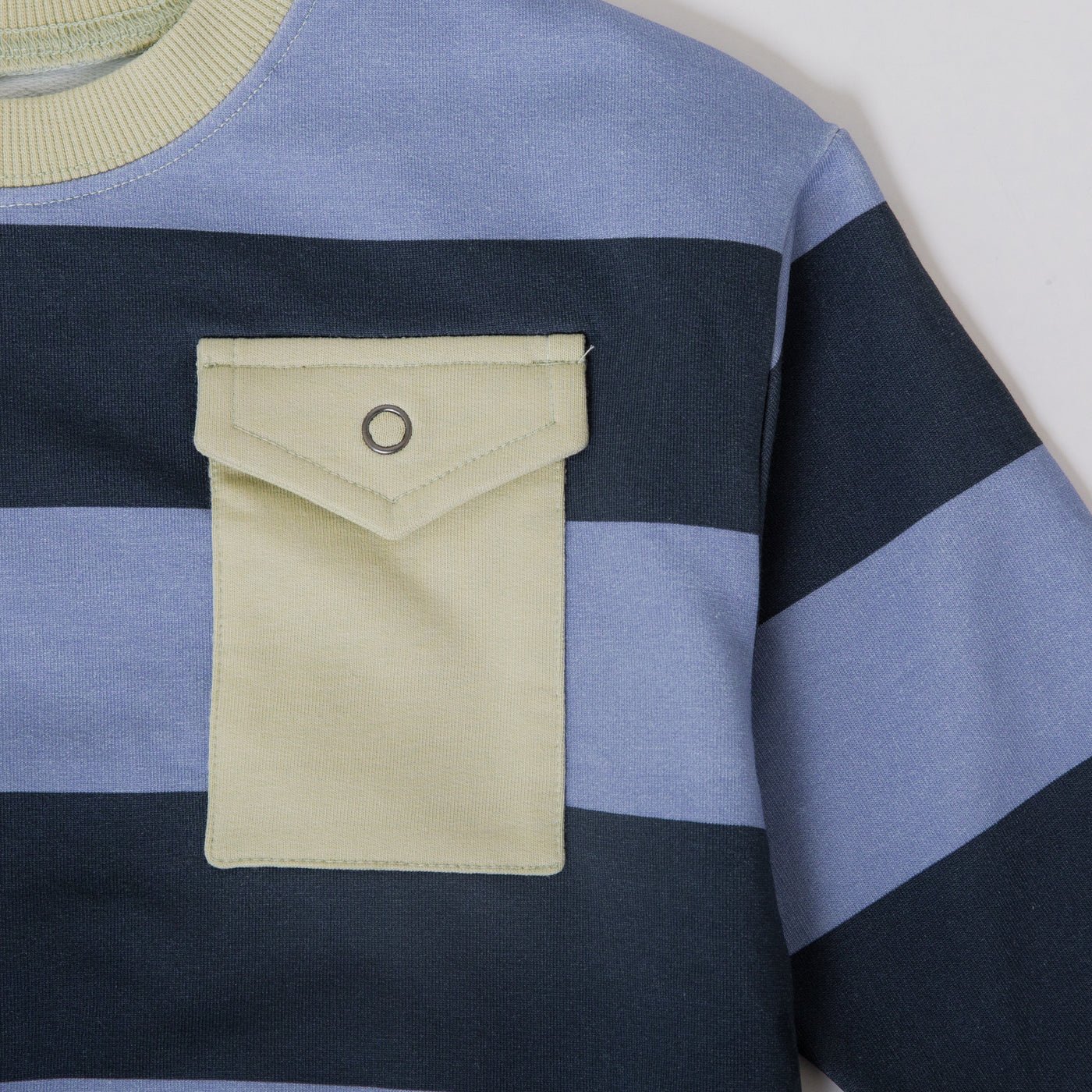 Drop Shoulder Crewneck - Blue Stripe