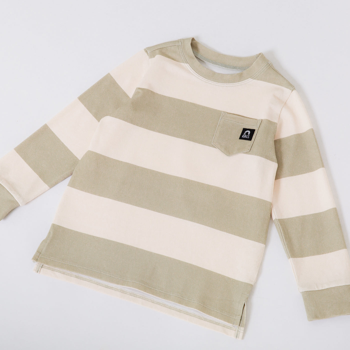 Essentials Long Sleeve Tee - Sage & Cream Stripe