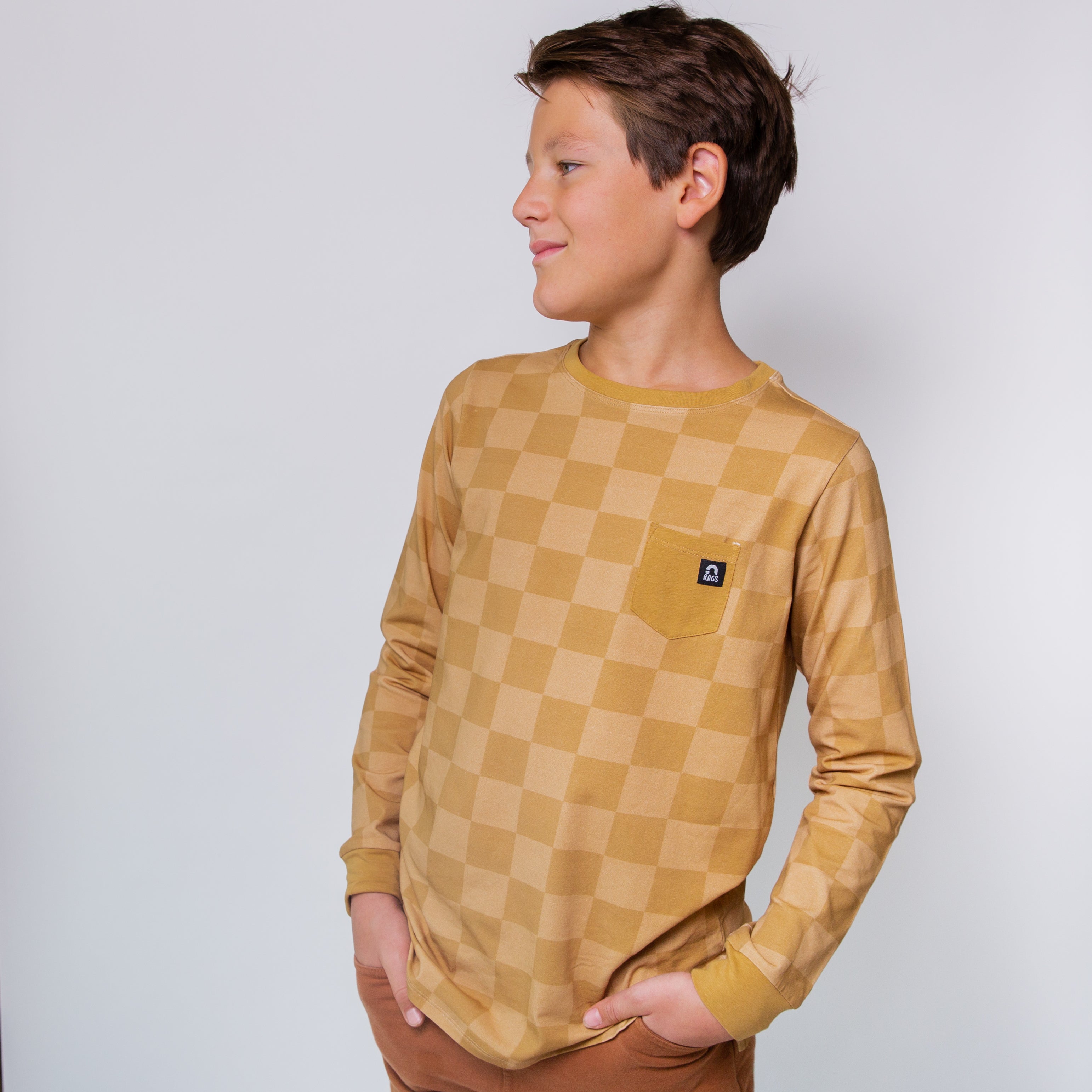 Long Sleeve Tee - Golden Check