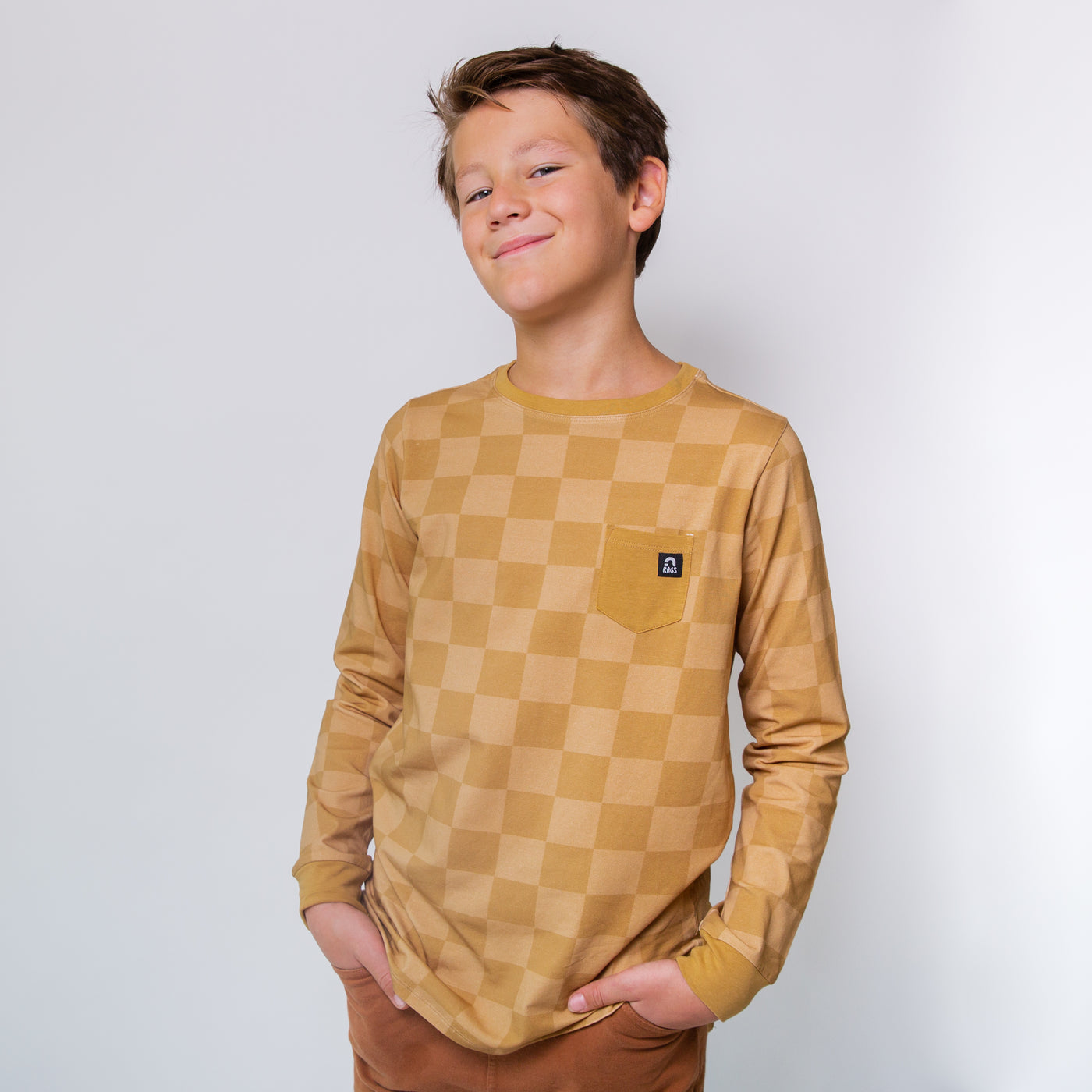 Long Sleeve Tee - Golden Check