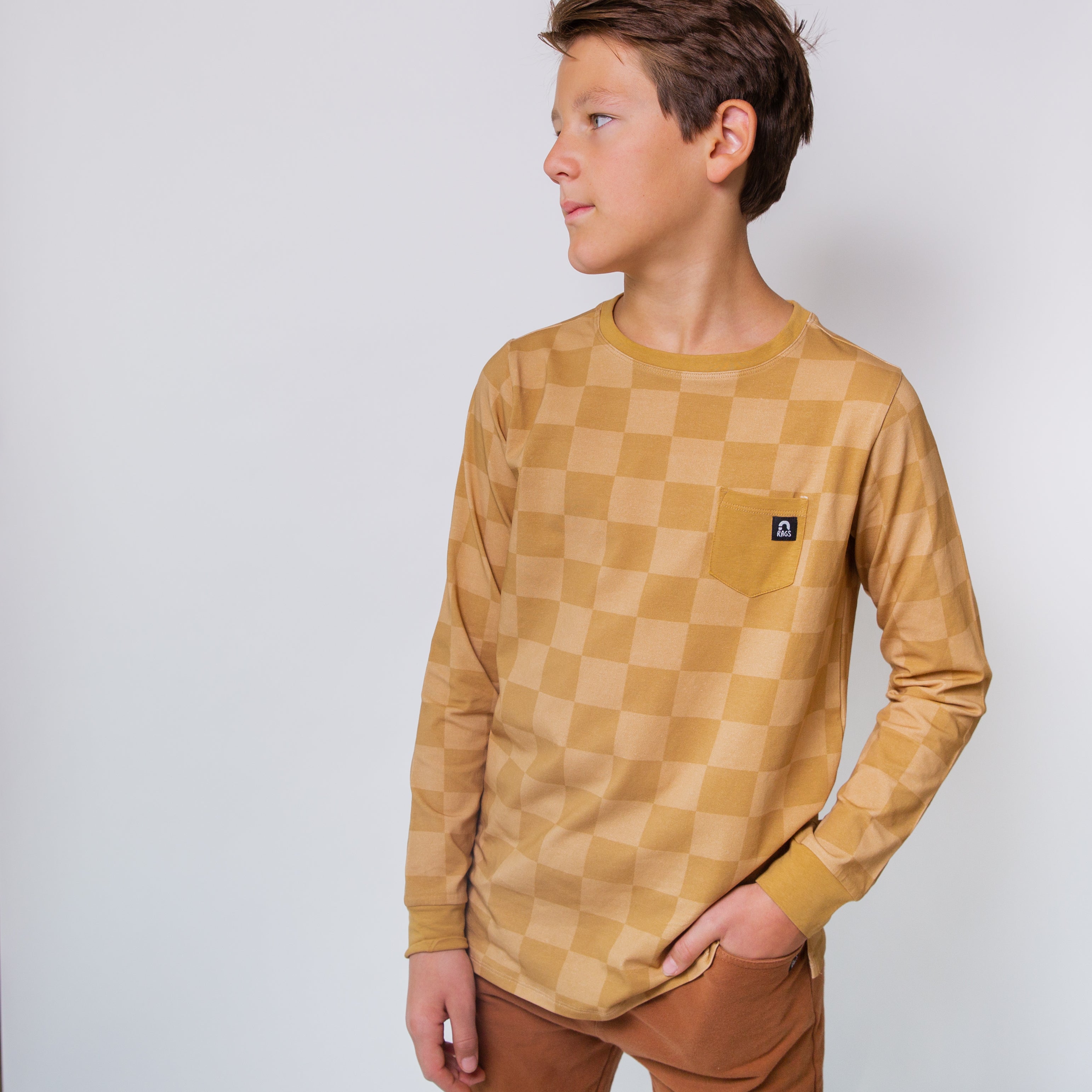 Long Sleeve Tee - Golden Check