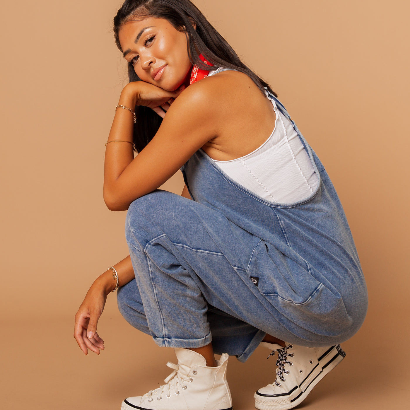 Women's Romper Light Washed Denim Adult Romper Jumpsuit RAGS