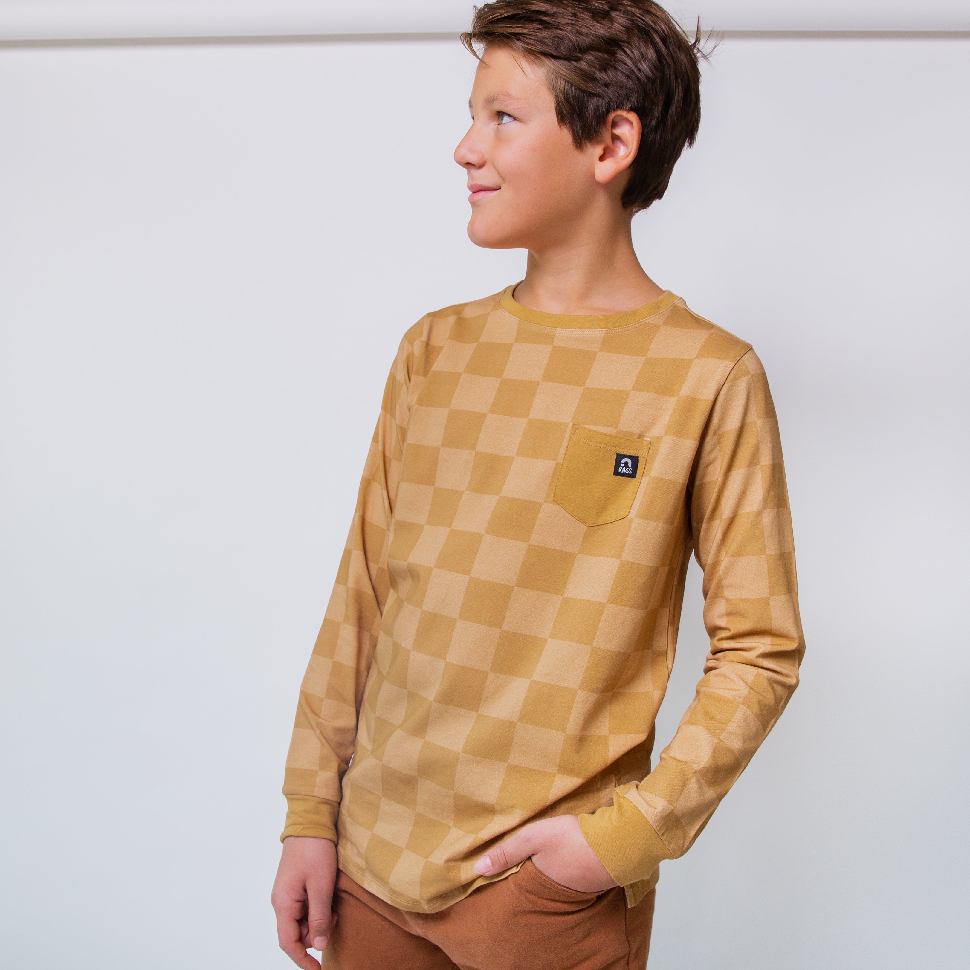 Long Sleeve Tee - Golden Check