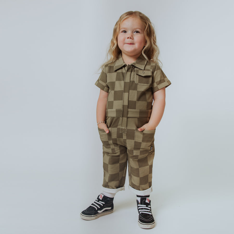 Coverall - 'Olive Mono Check'