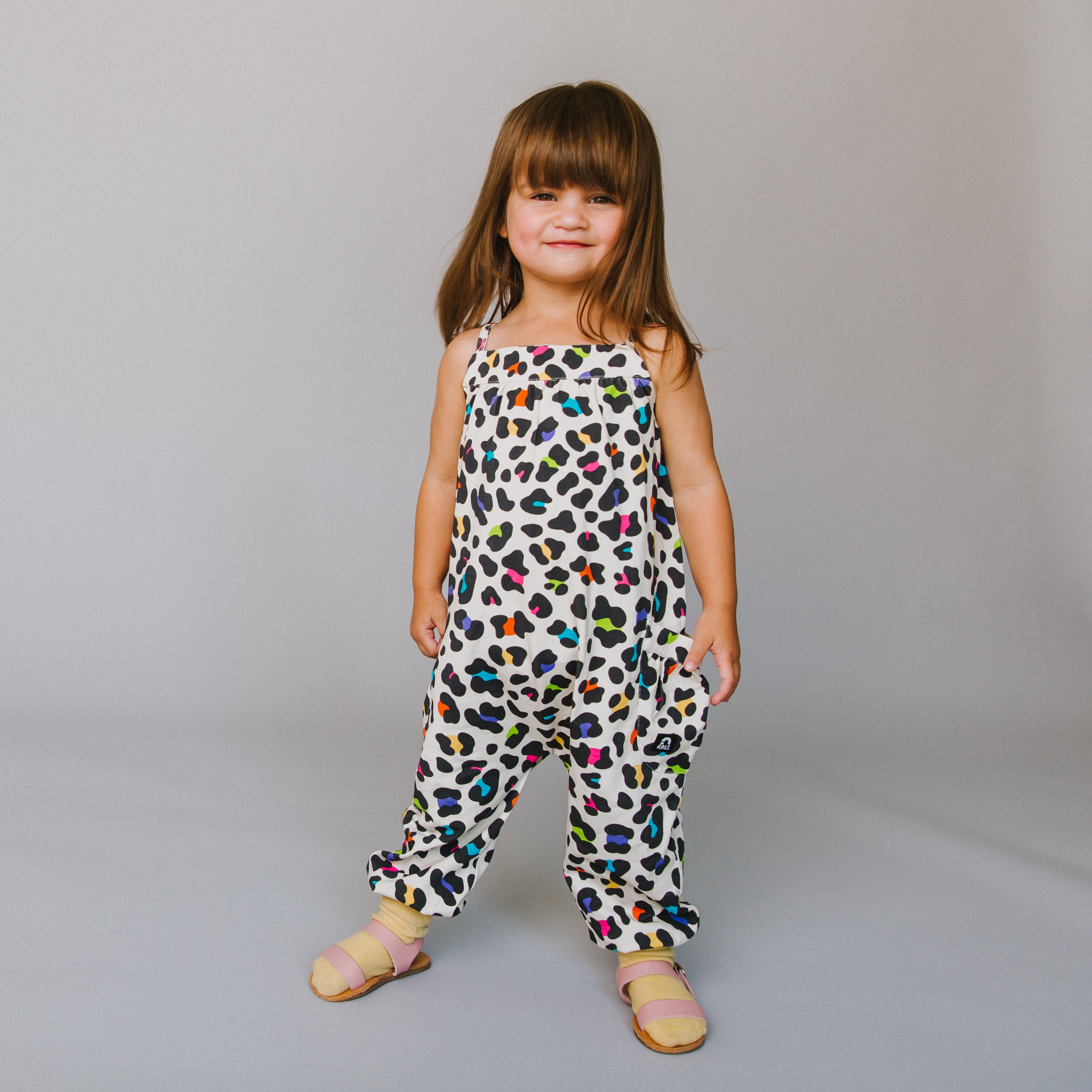 Girls Jumper with Side Pockets - 'Neon Leopard'