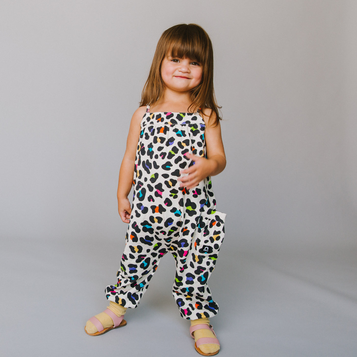 Girls Jumper with Side Pockets - 'Neon Leopard'