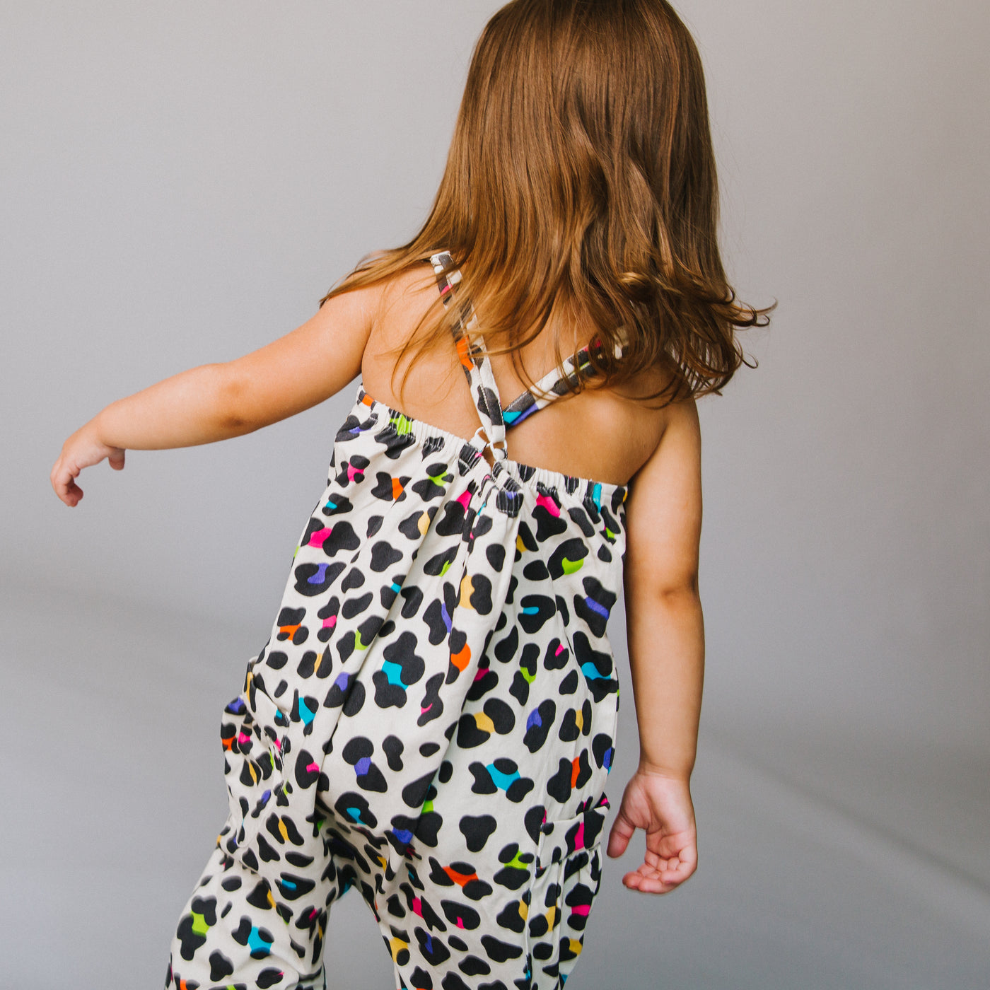 Girls Jumper with Side Pockets - 'Neon Leopard'