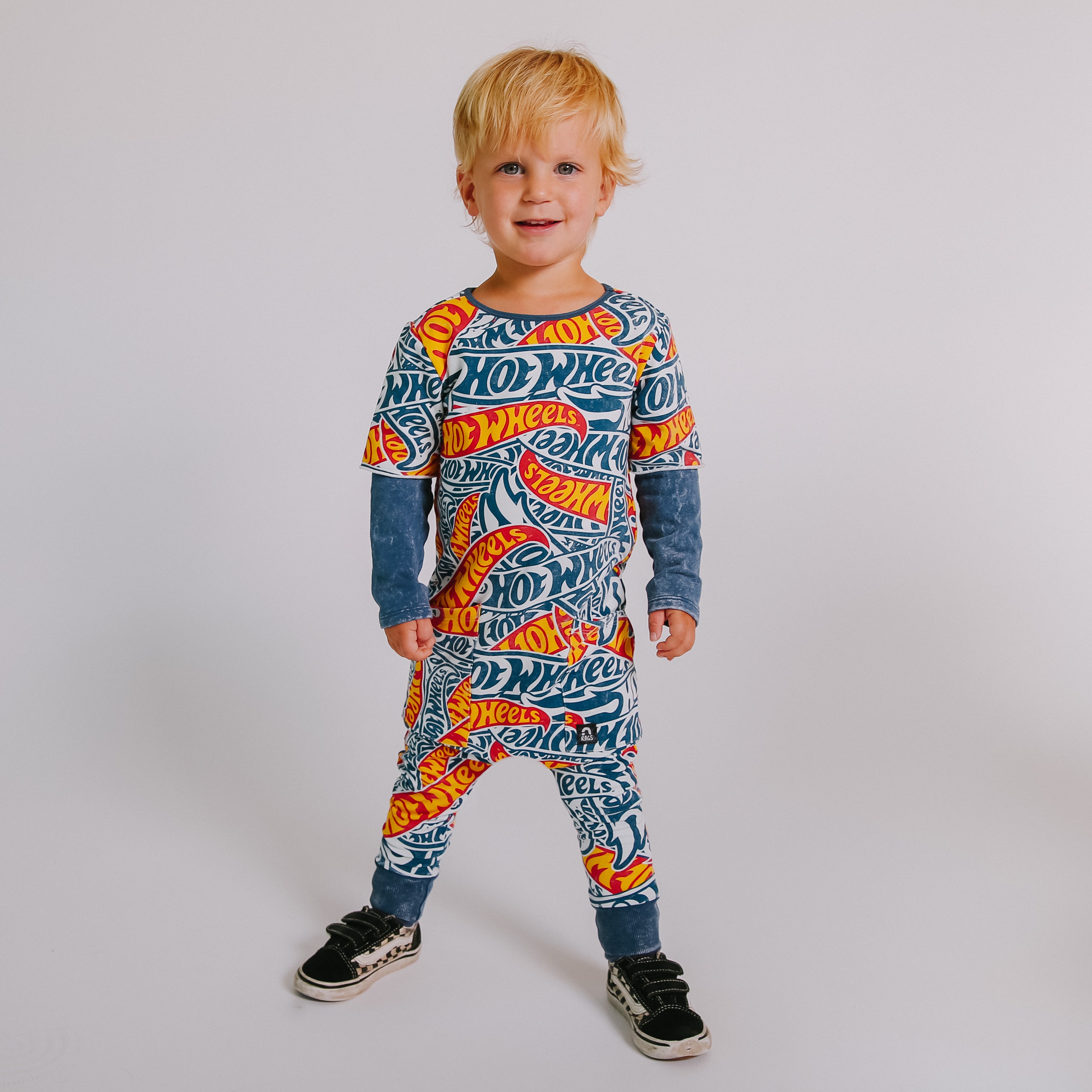 Layered Sleeve Rag Romper - Hot Wheels™ All over Print