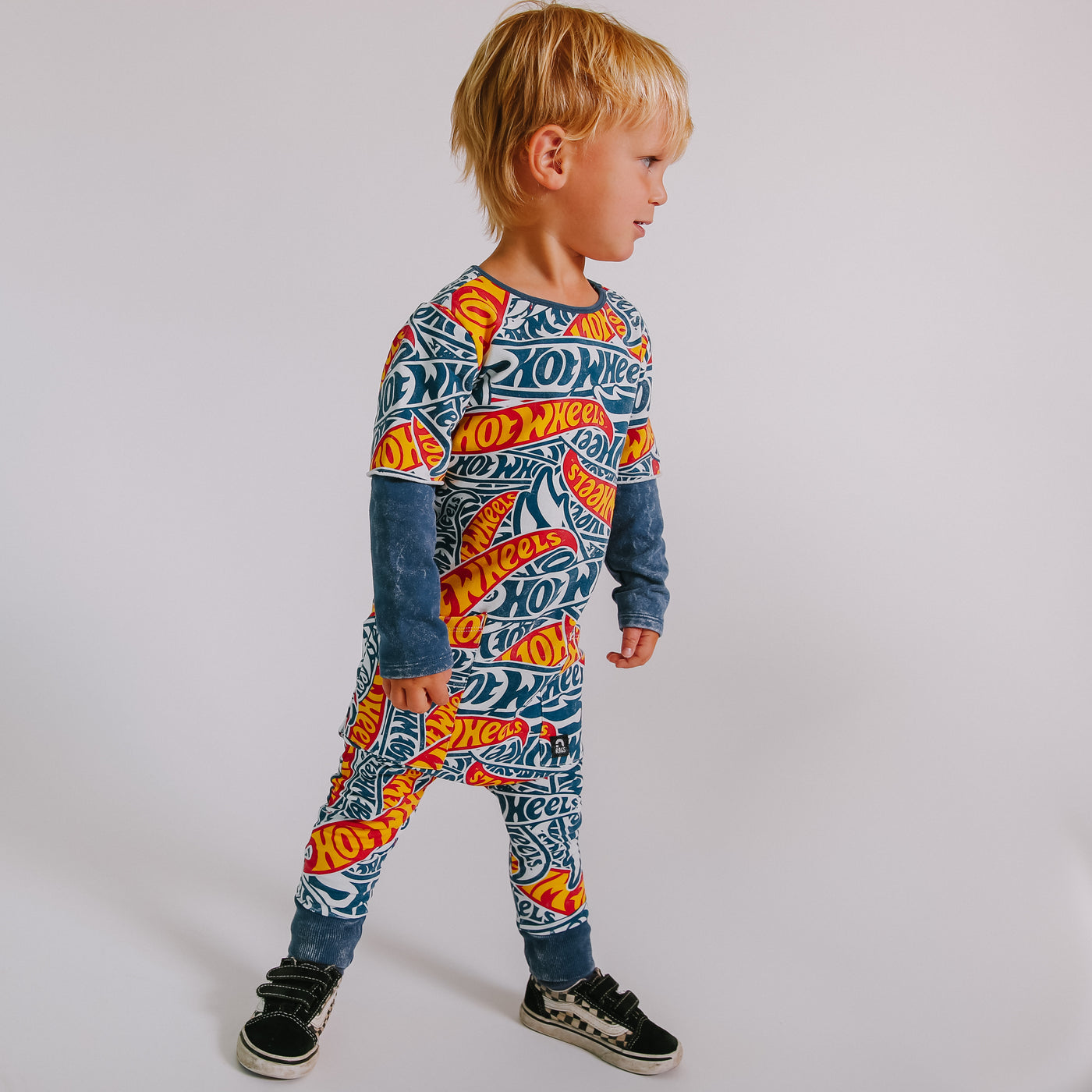 Layered Sleeve Rag Romper - Hot Wheels™ All over Print