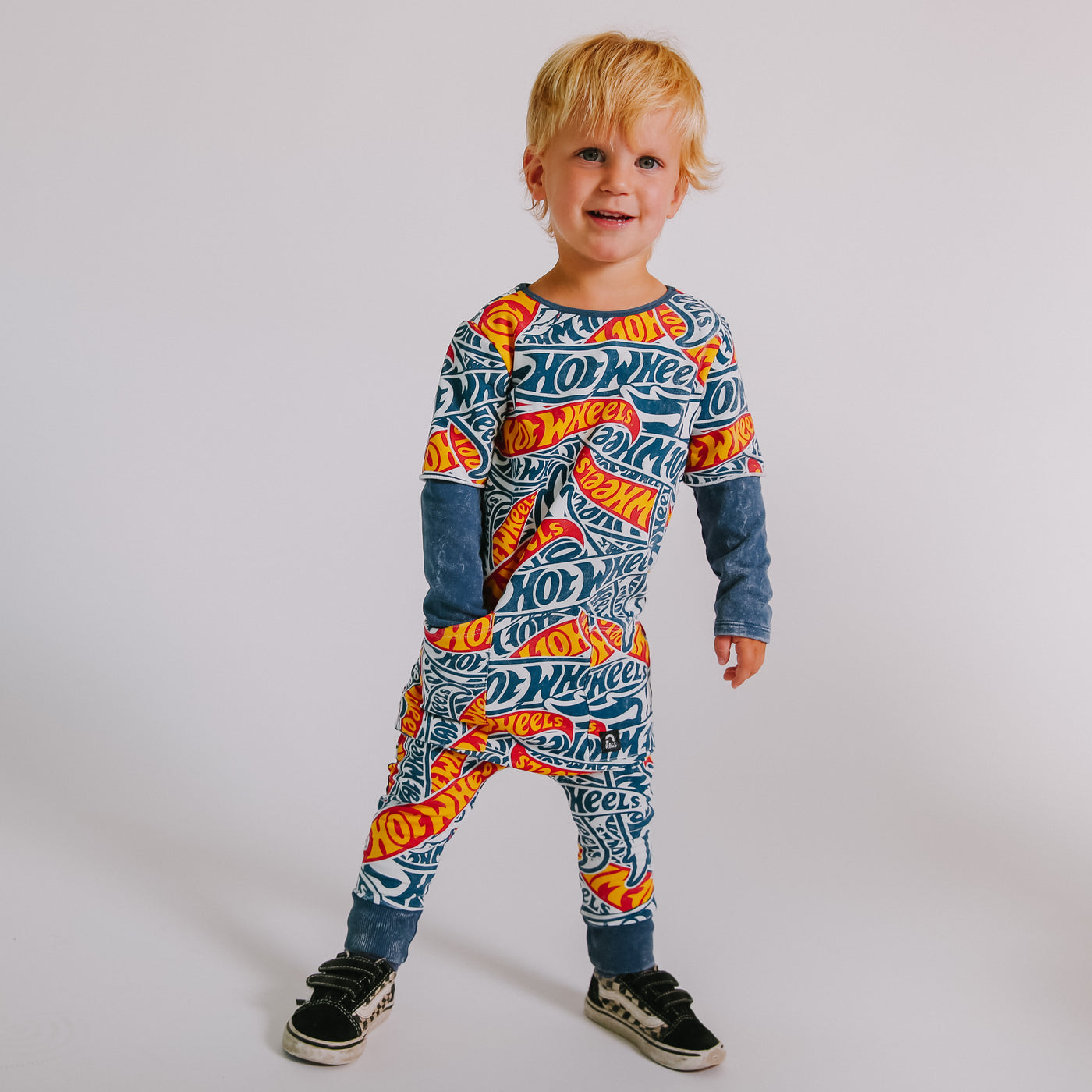 Layered Sleeve Rag Romper - Hot Wheels™ All over Print