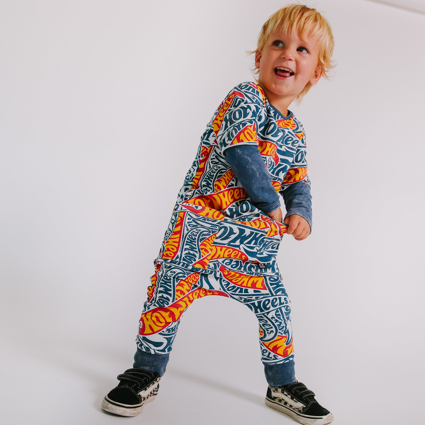 Layered Sleeve Rag Romper - Hot Wheels™ All over Print