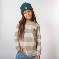 Essentials Long Sleeve Tee - Sage & Cream Stripe