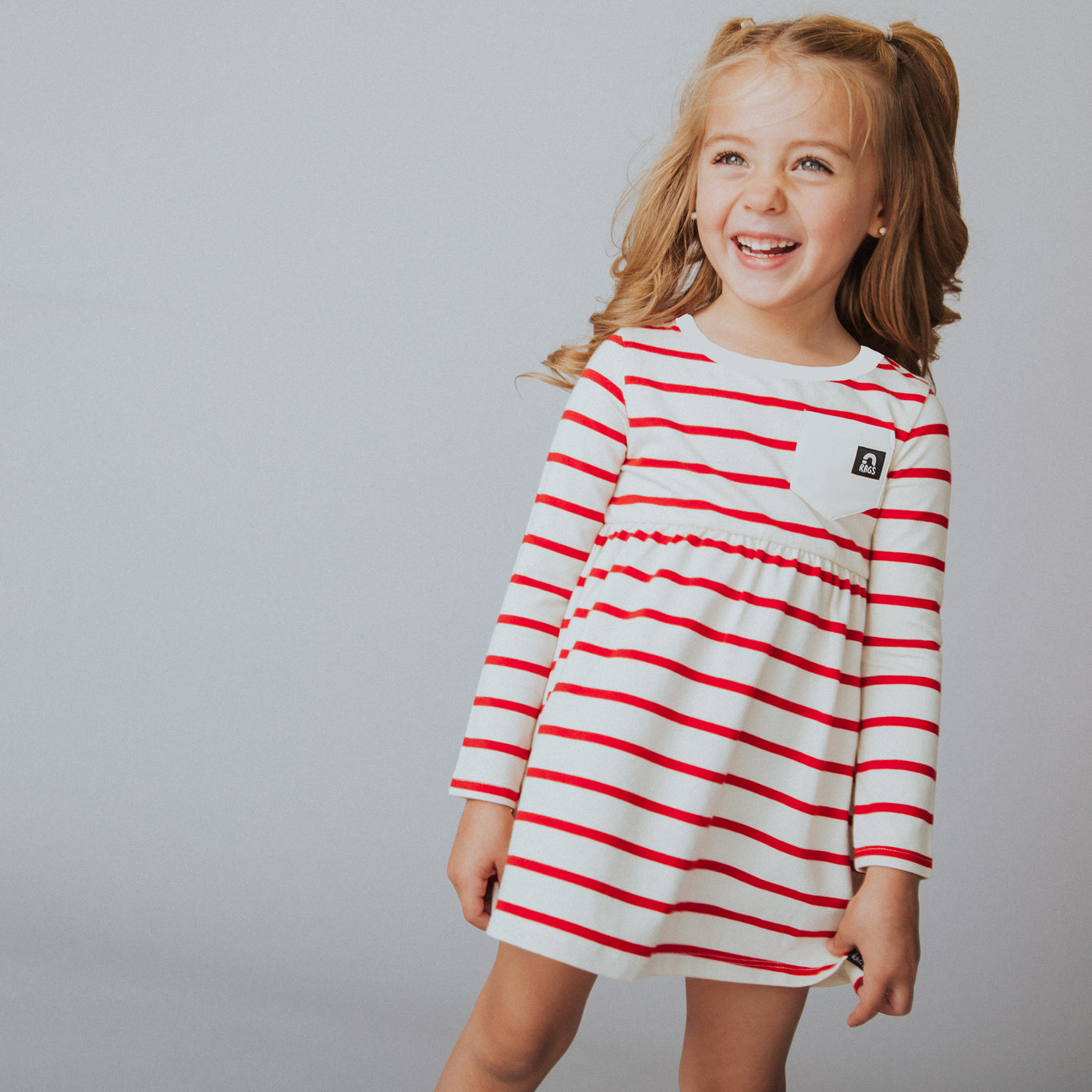 Essentials Short Sleeve Dress - Holiday Red and White Stripe