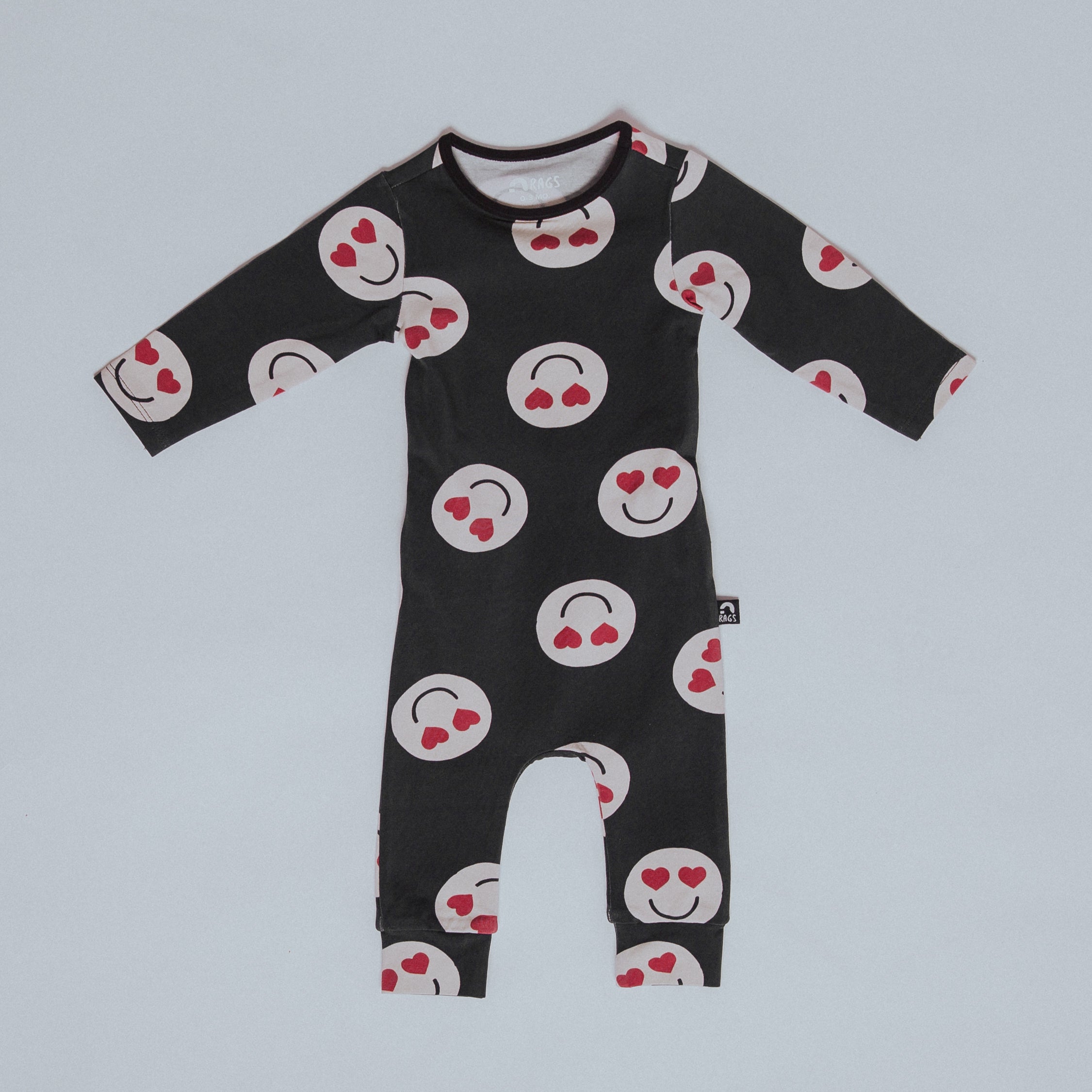 Infant Peekabooty™ Rag Romper - 'Washed Heart Eyes'