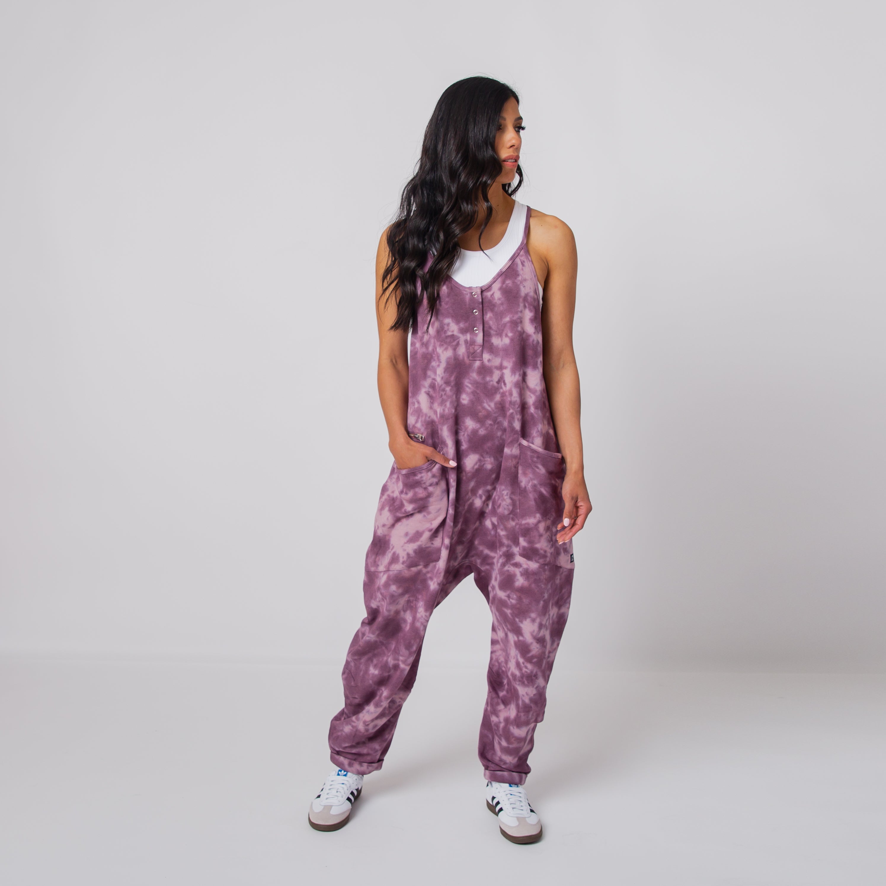 Purple Tie Dye Women's Tank Romper Women's Jumpsuits