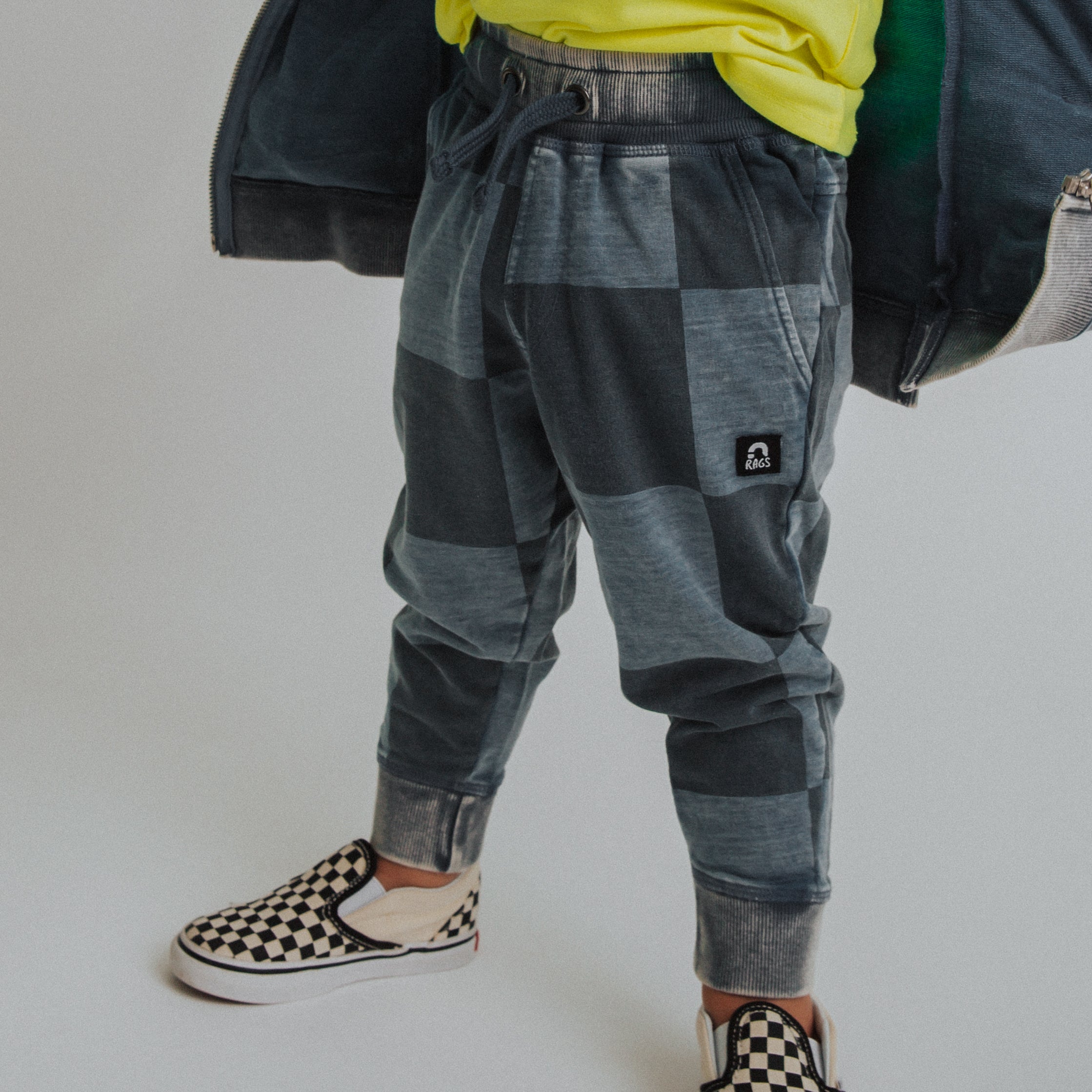 Relaxed Fit Joggers - Blue Denim Check
