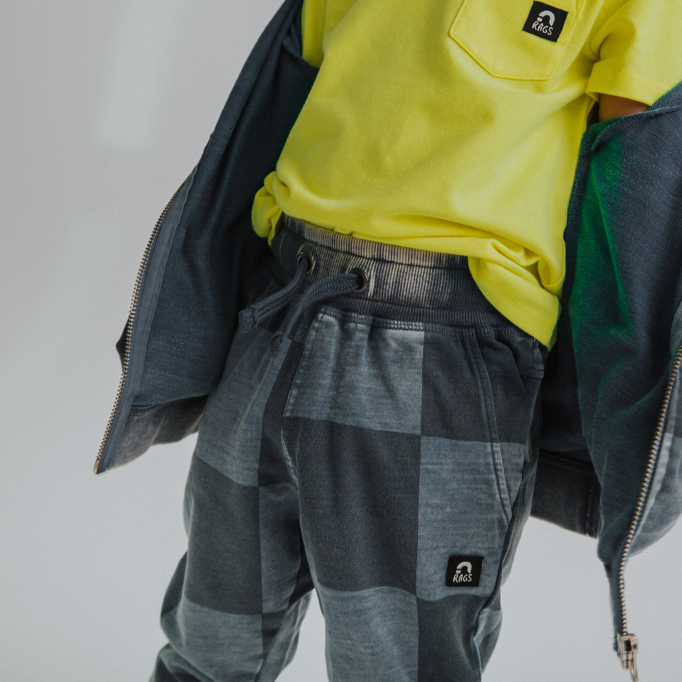 Relaxed Fit Joggers - Blue Denim Check