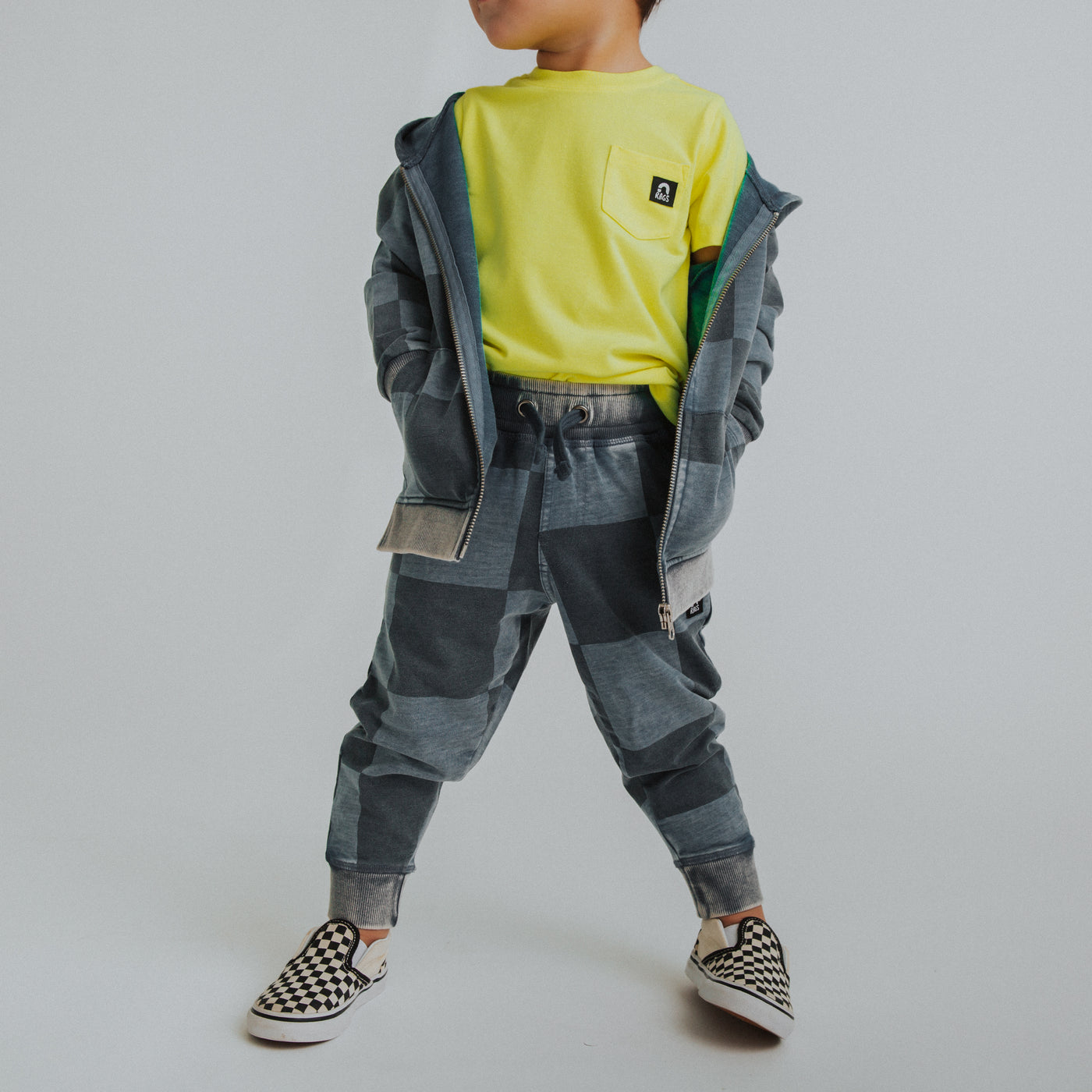 Relaxed Fit Joggers - Blue Denim Check