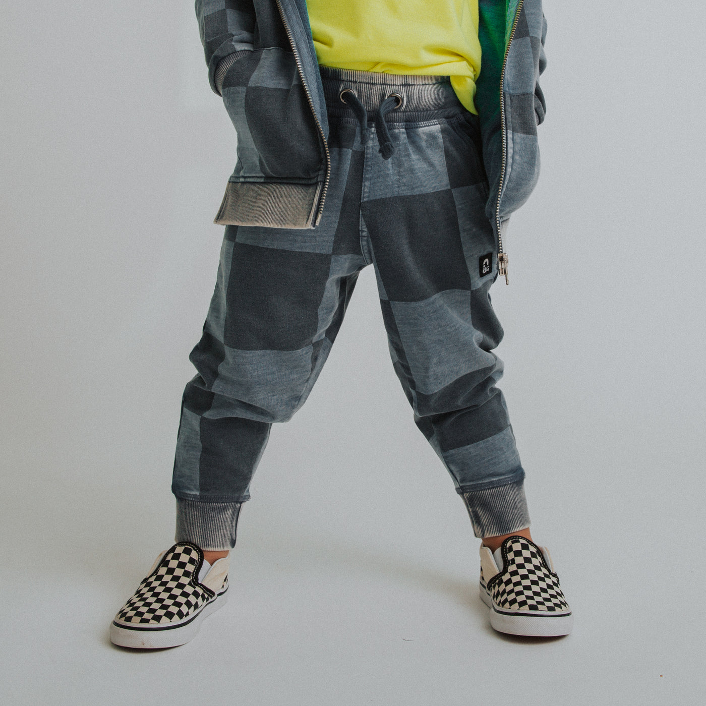 Relaxed Fit Joggers - Blue Denim Check