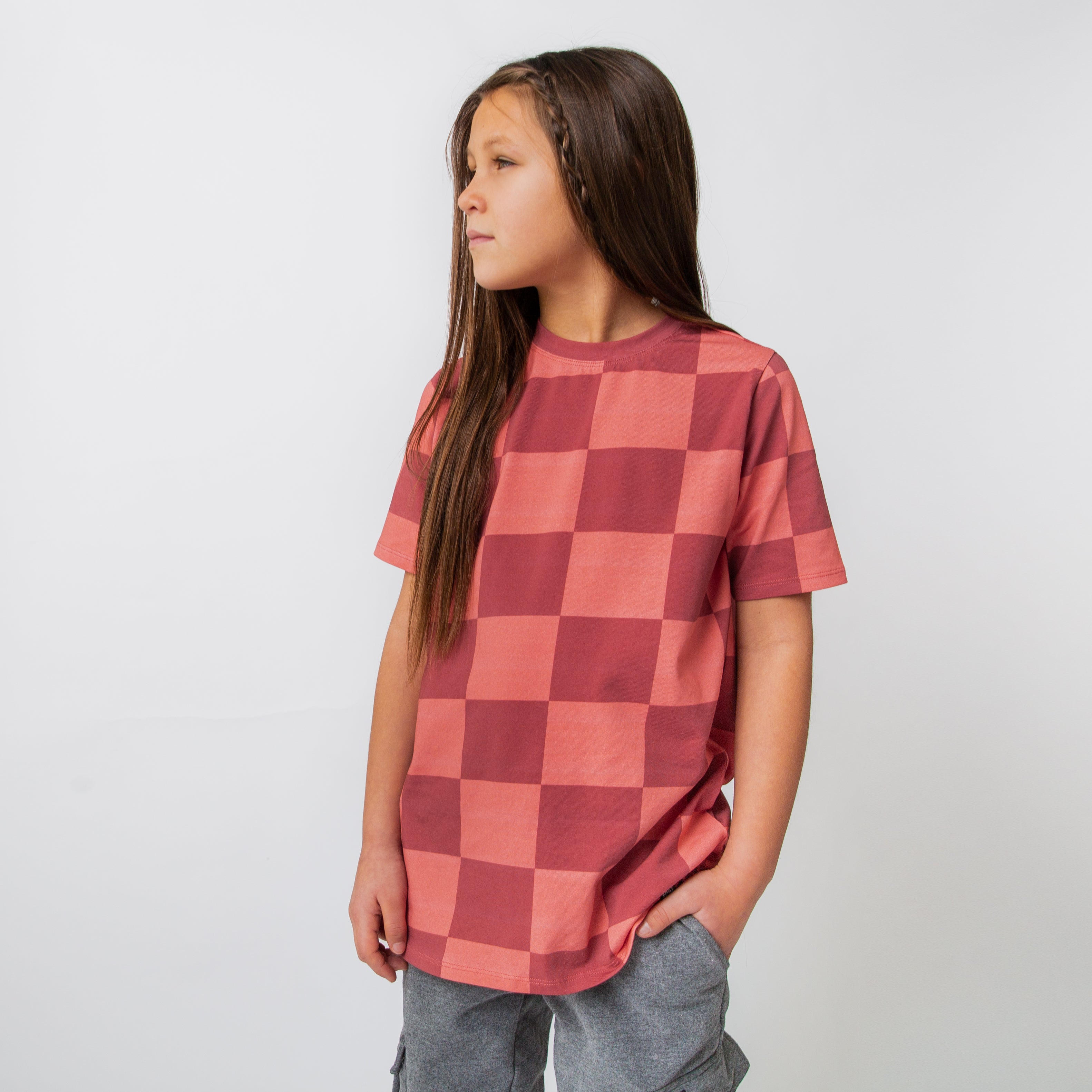 Essentials Short Sleeve Tee - 'Pink Check'