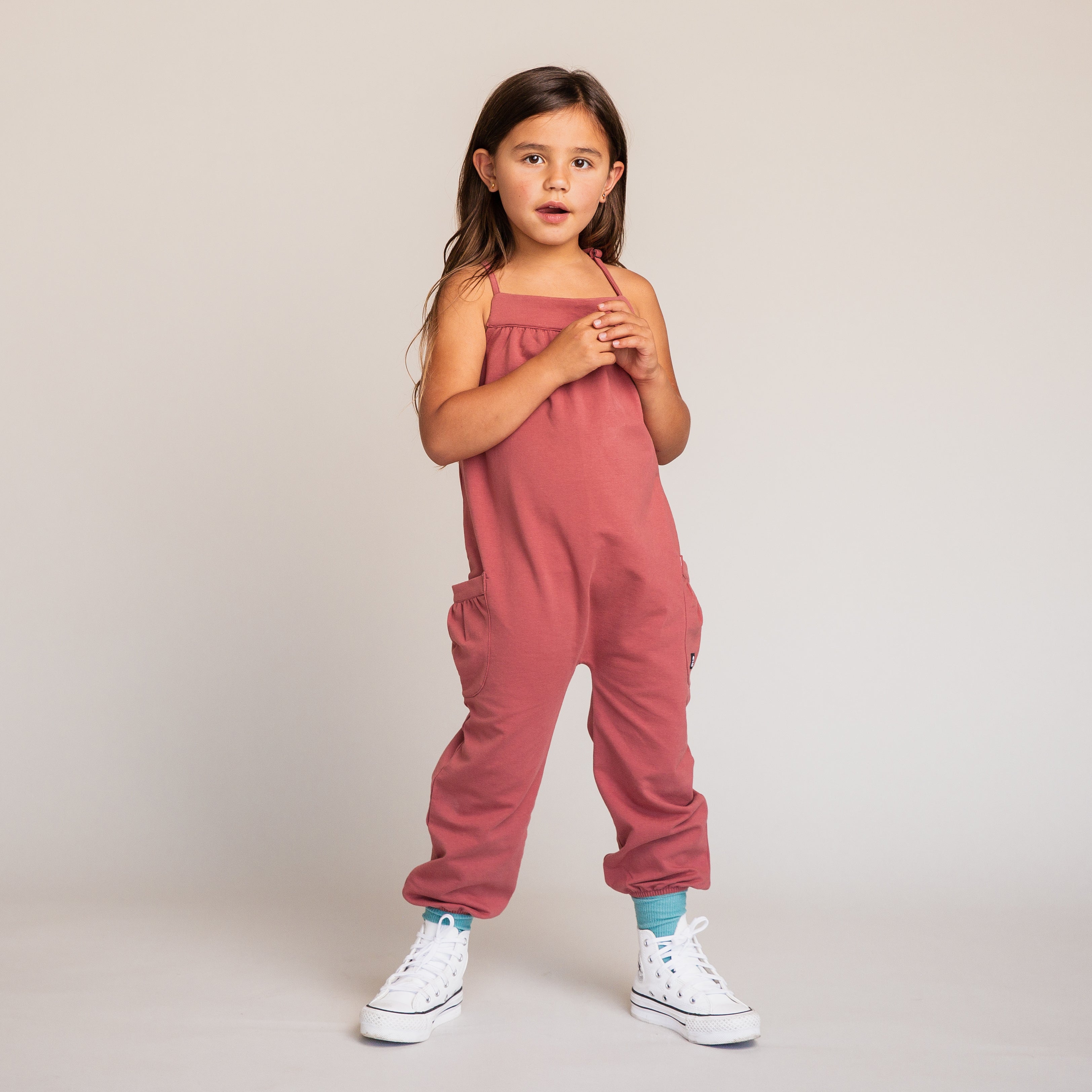 Girls Jumper with Side Pockets - Light Mahogany Wash