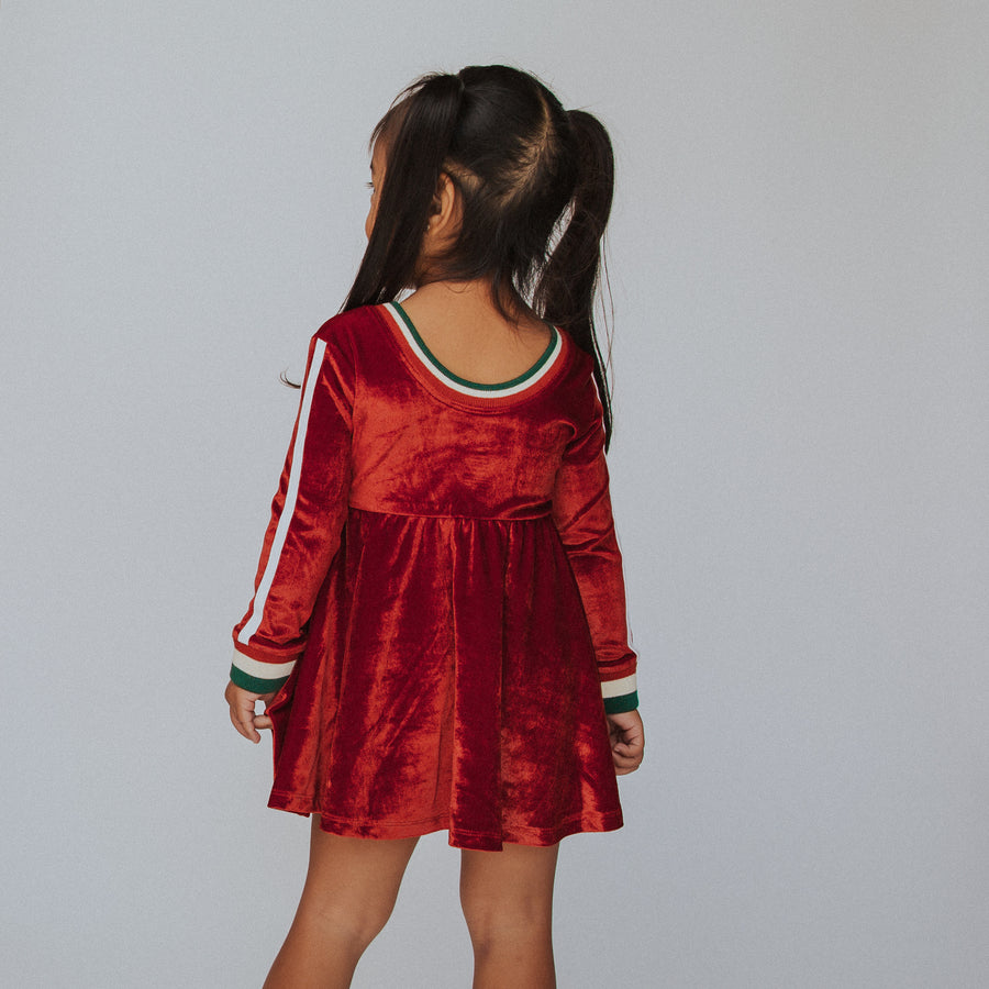 Long Sleeve Swing Dress - 'Red Velvet'