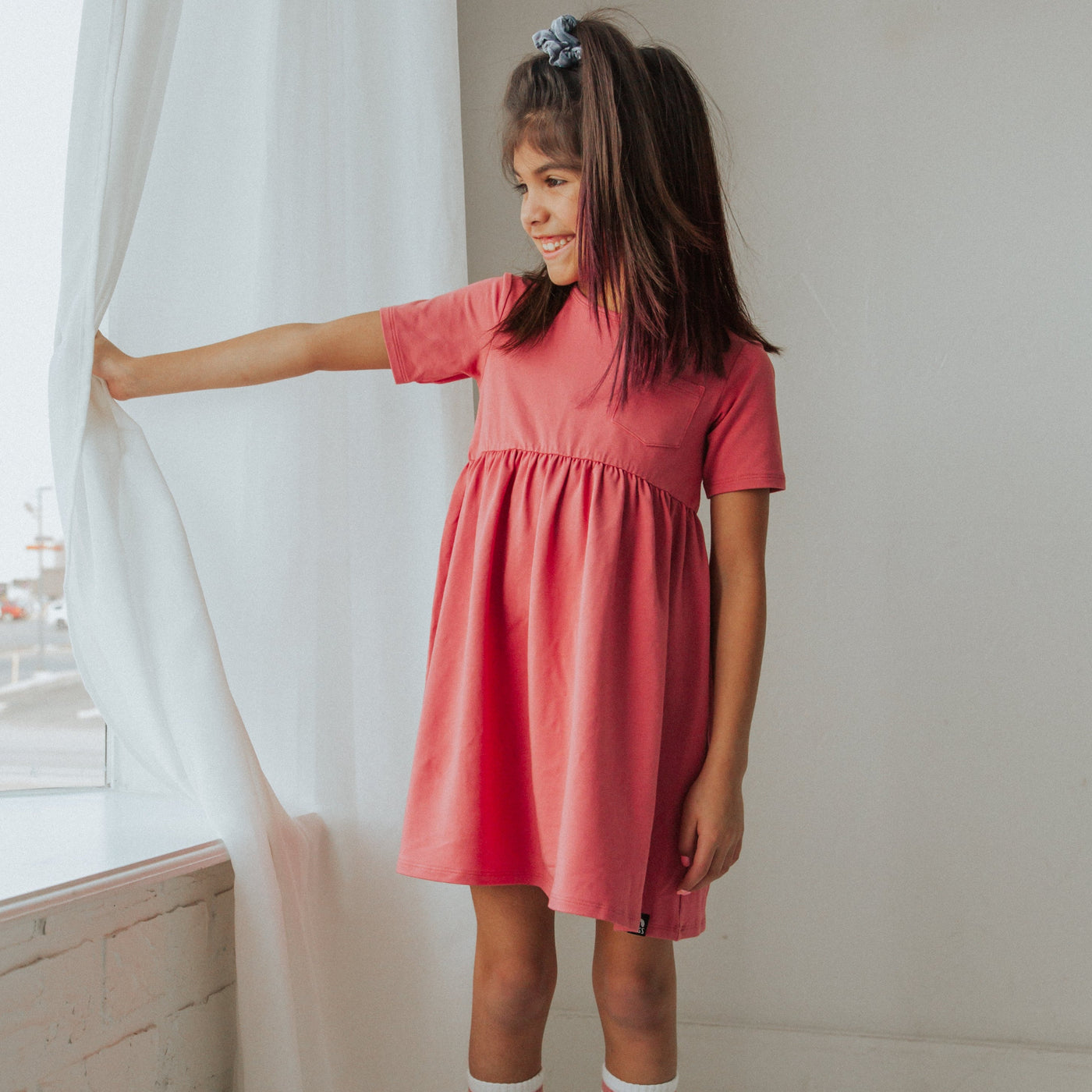 Essentials Short Sleeve with Chest Pocket Dress - 'Hot Pink'