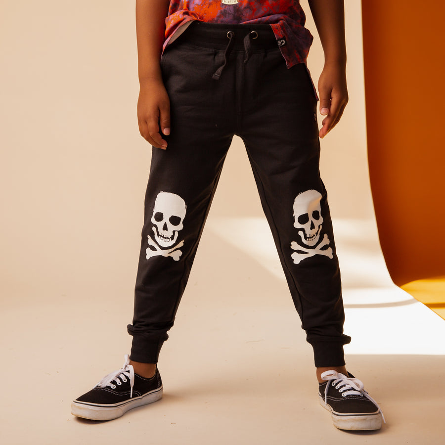 Relaxed Fit Kids Joggers - 'Skull & Crossbones (FINAL SALE)' - RAGS Halloween Collection