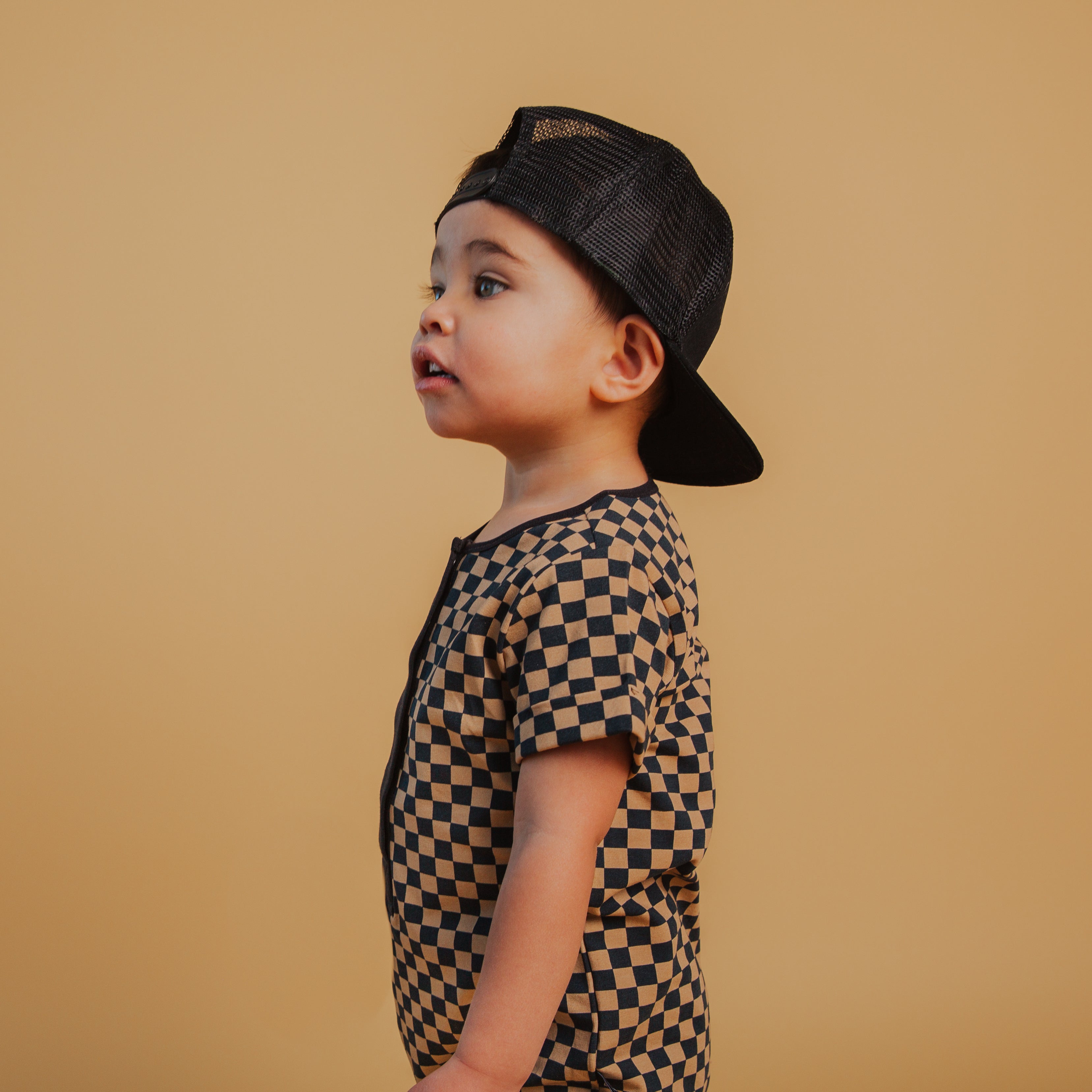 Rag Romper - Black & Tan Check