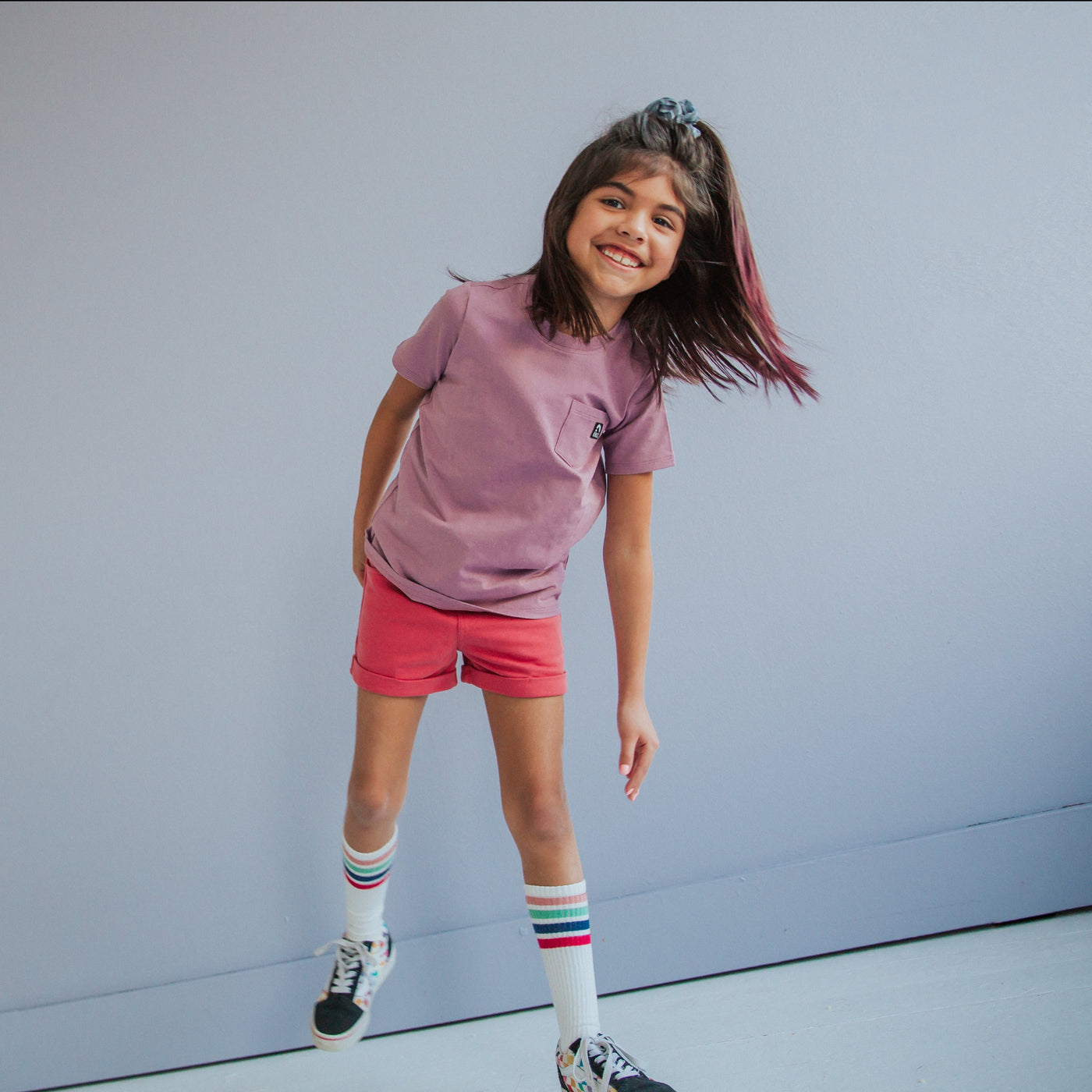 Short Sleeve Chest Pocket Kids Essentials Tee  - 'Lavender (FINAL SALE)'