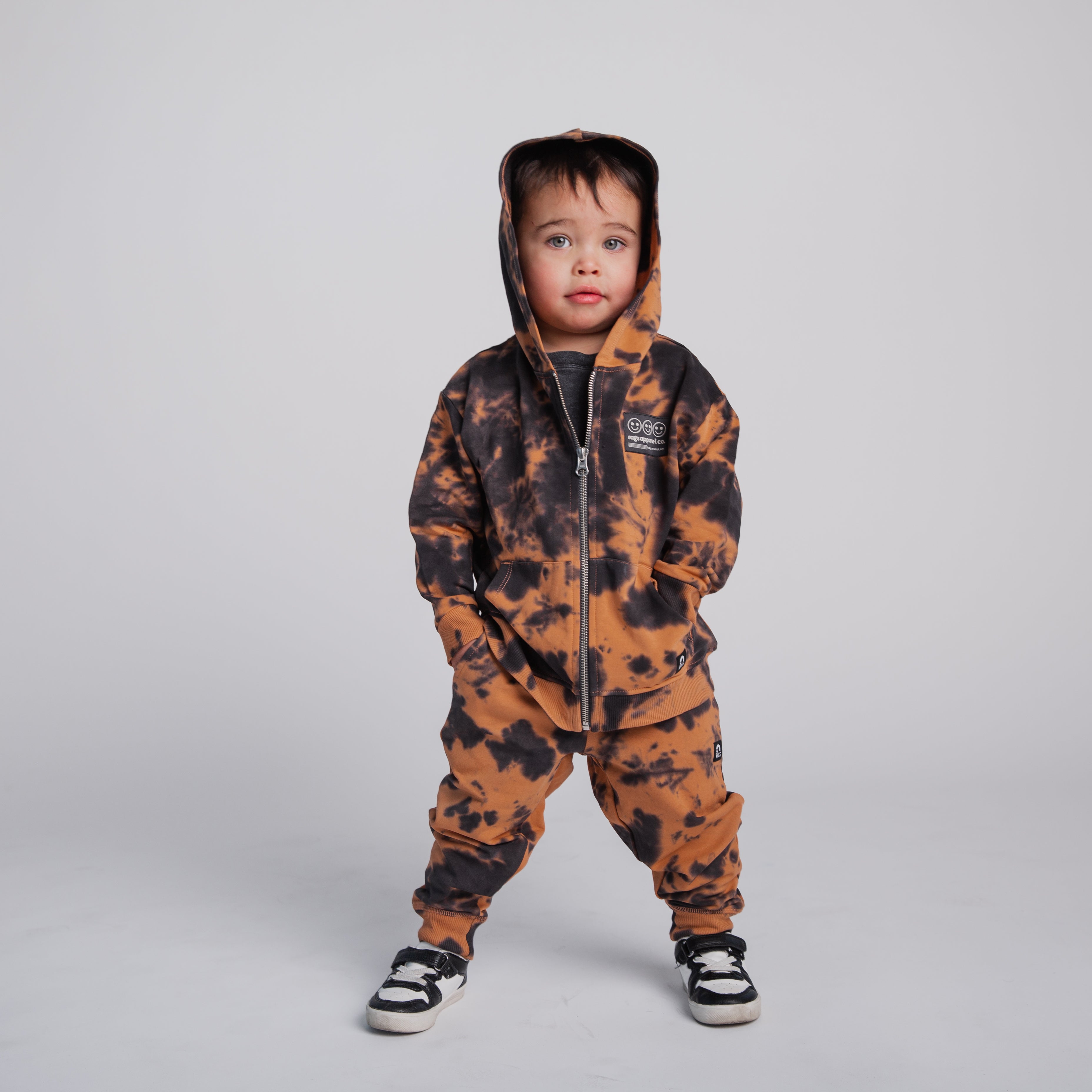 Relaxed Fit Joggers - Copper & Black Tie Dye