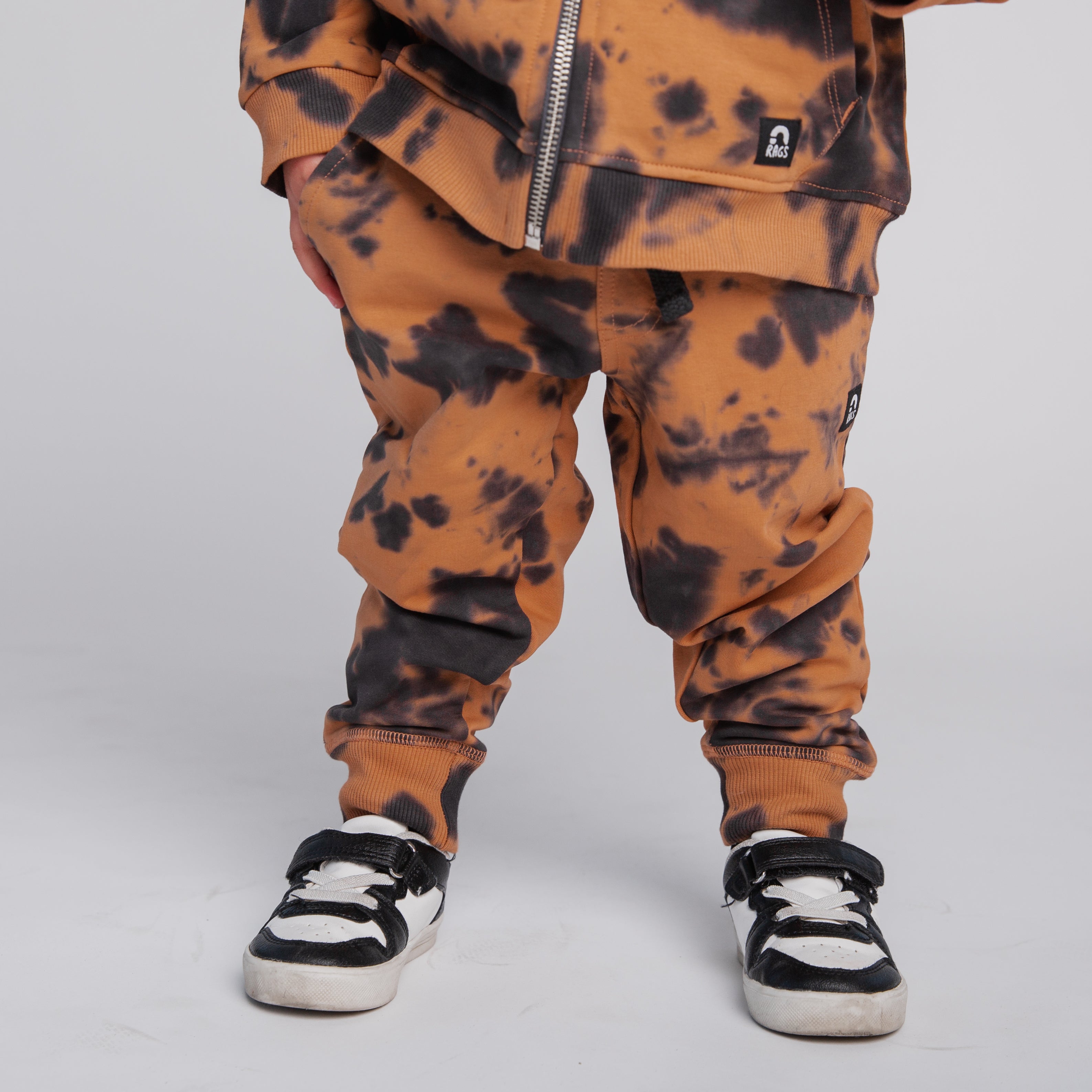 Relaxed Fit Joggers - Copper & Black Tie Dye
